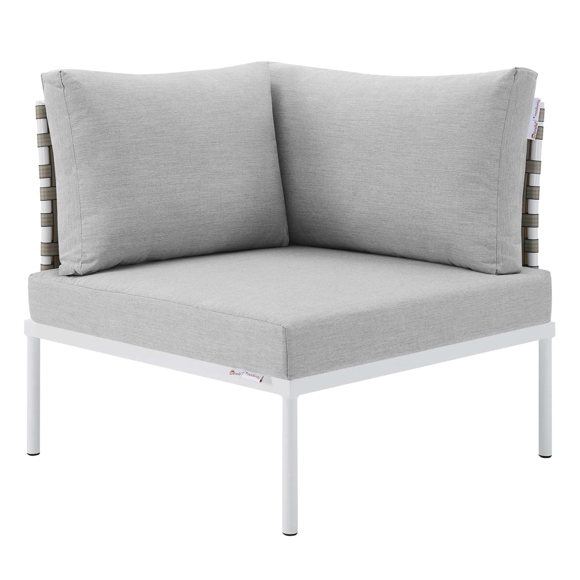 Harmony 10-Piece  Sunbrella® Basket Weave Outdoor Patio Aluminum Sectional Sofa Set by Modway