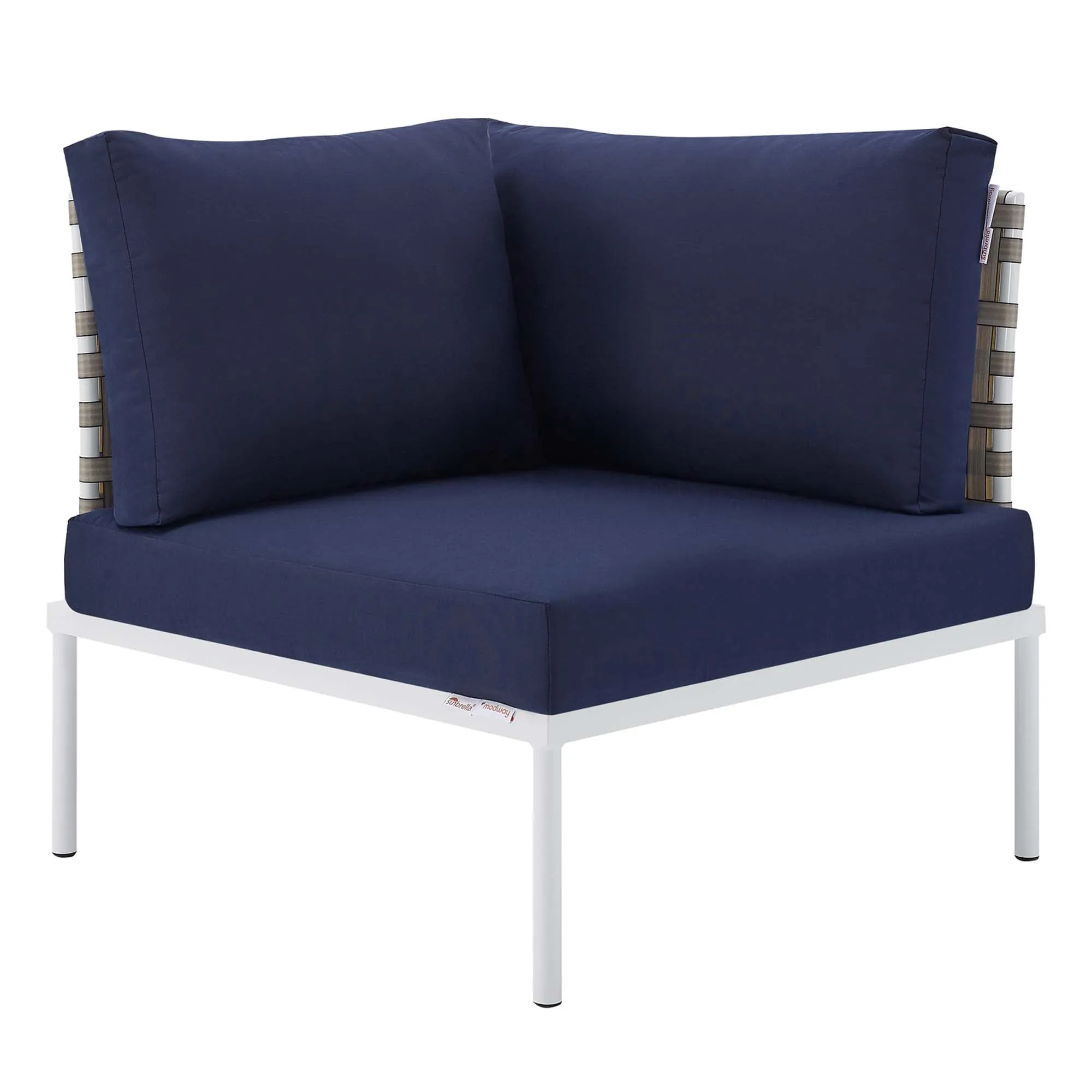 Harmony 10-Piece  Sunbrella® Basket Weave Outdoor Patio Aluminum Sectional Sofa Set by Modway
