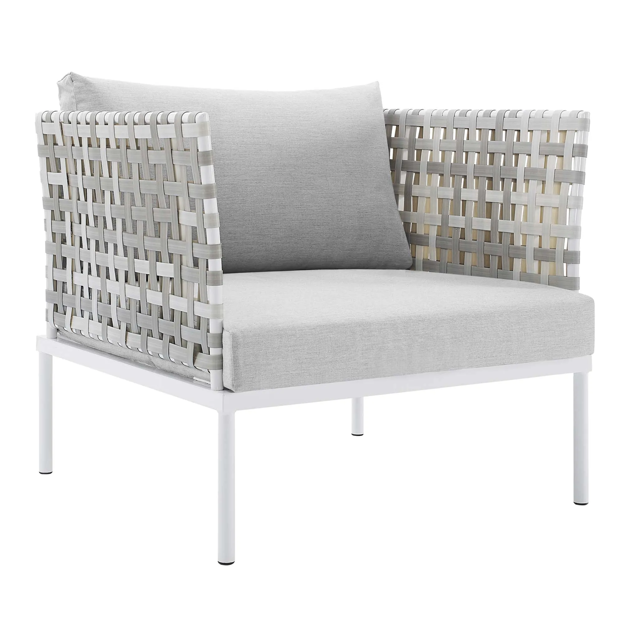 Harmony 10-Piece  Sunbrella® Basket Weave Outdoor Patio Aluminum Sectional Sofa Set by Modway