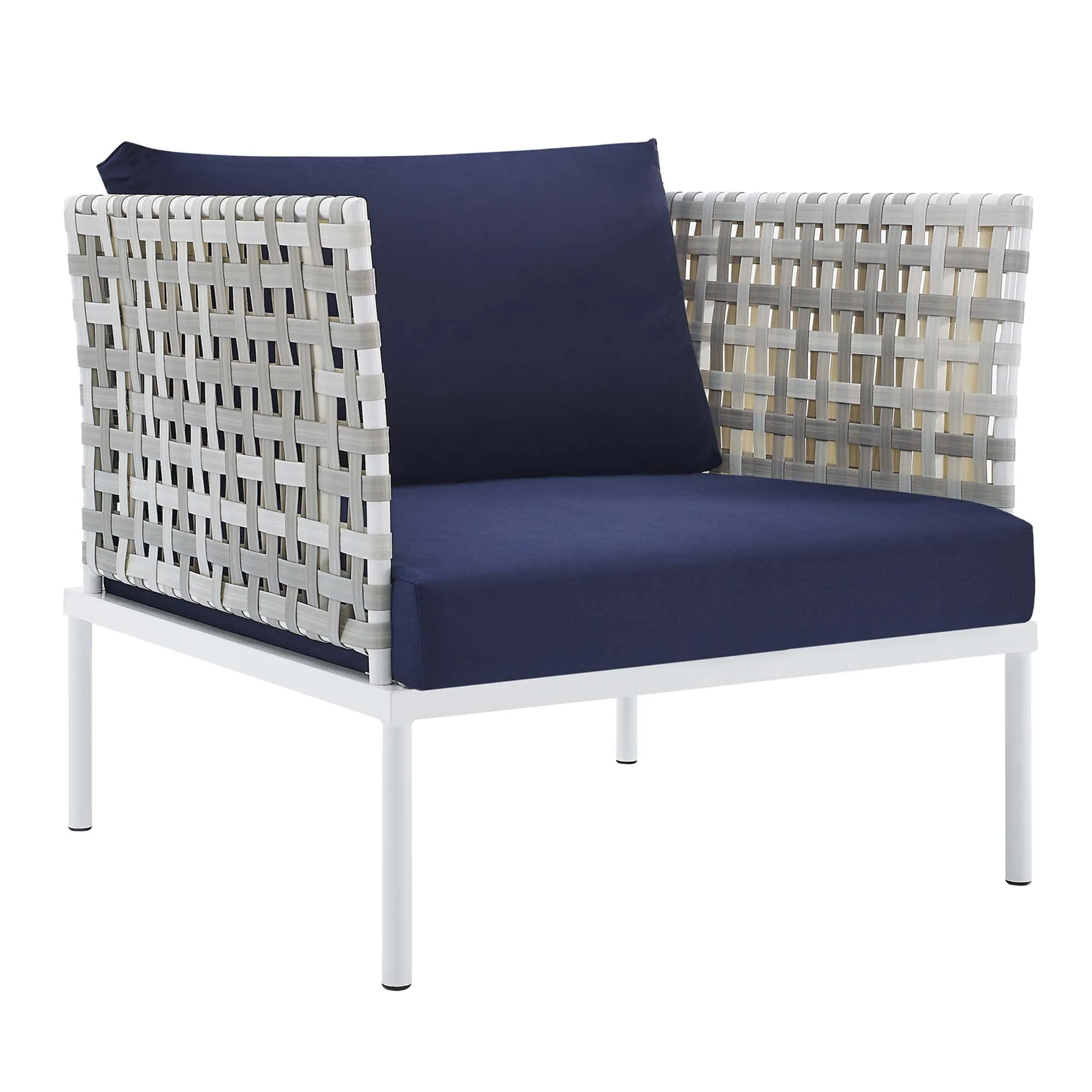Harmony 10-Piece  Sunbrella® Basket Weave Outdoor Patio Aluminum Sectional Sofa Set by Modway