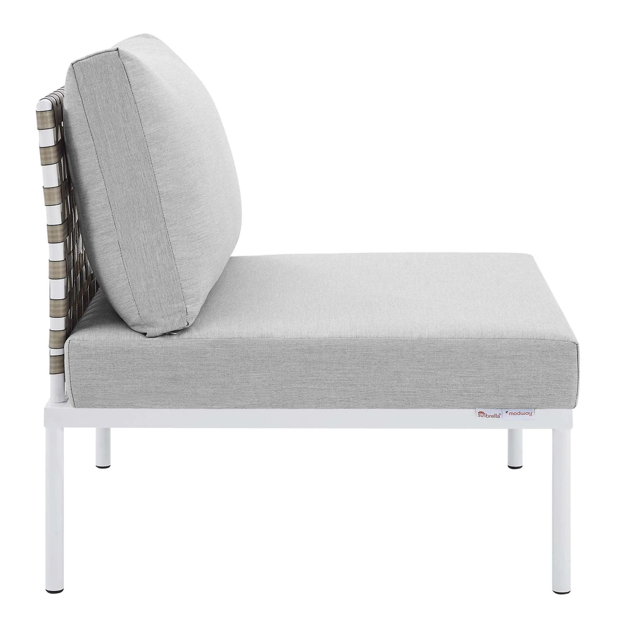 Harmony 10-Piece  Sunbrella® Basket Weave Outdoor Patio Aluminum Sectional Sofa Set by Modway