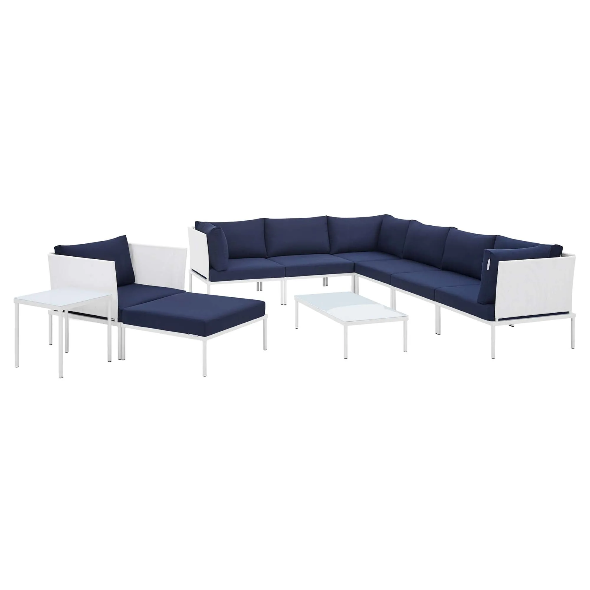 Harmony 10-Piece  Sunbrella® Outdoor Patio Aluminum Sectional Sofa Set by Modway