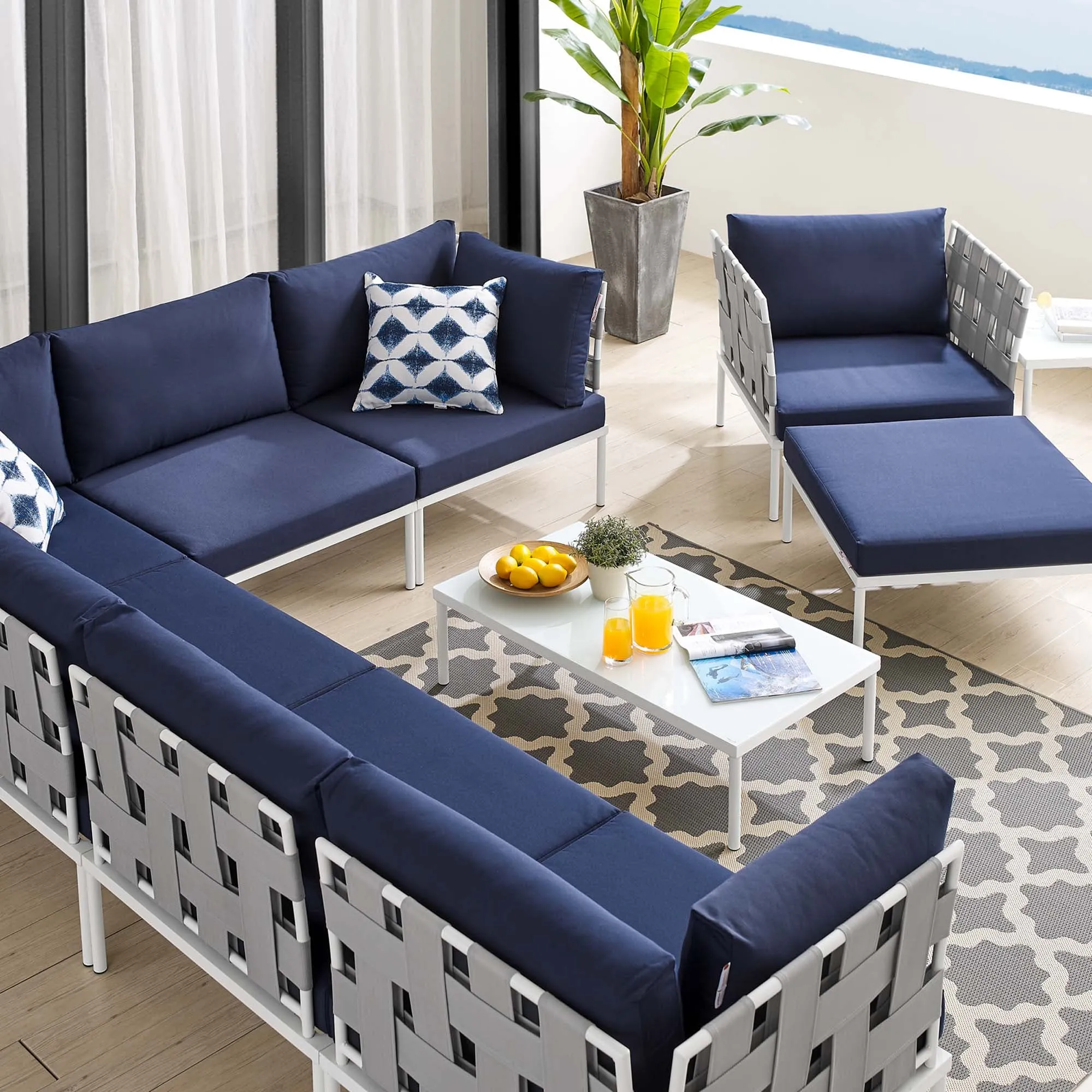 Harmony 10-Piece  Sunbrella® Outdoor Patio Aluminum Sectional Sofa Set by Modway