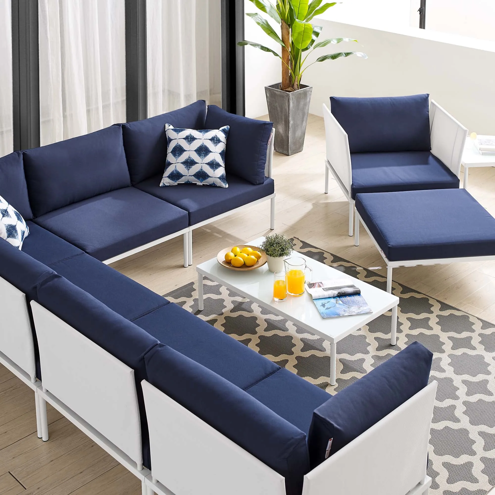 Harmony 10-Piece  Sunbrella® Outdoor Patio Aluminum Sectional Sofa Set by Modway