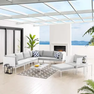 Harmony 10-Piece  Sunbrella® Outdoor Patio Aluminum Sectional Sofa Set by Modway