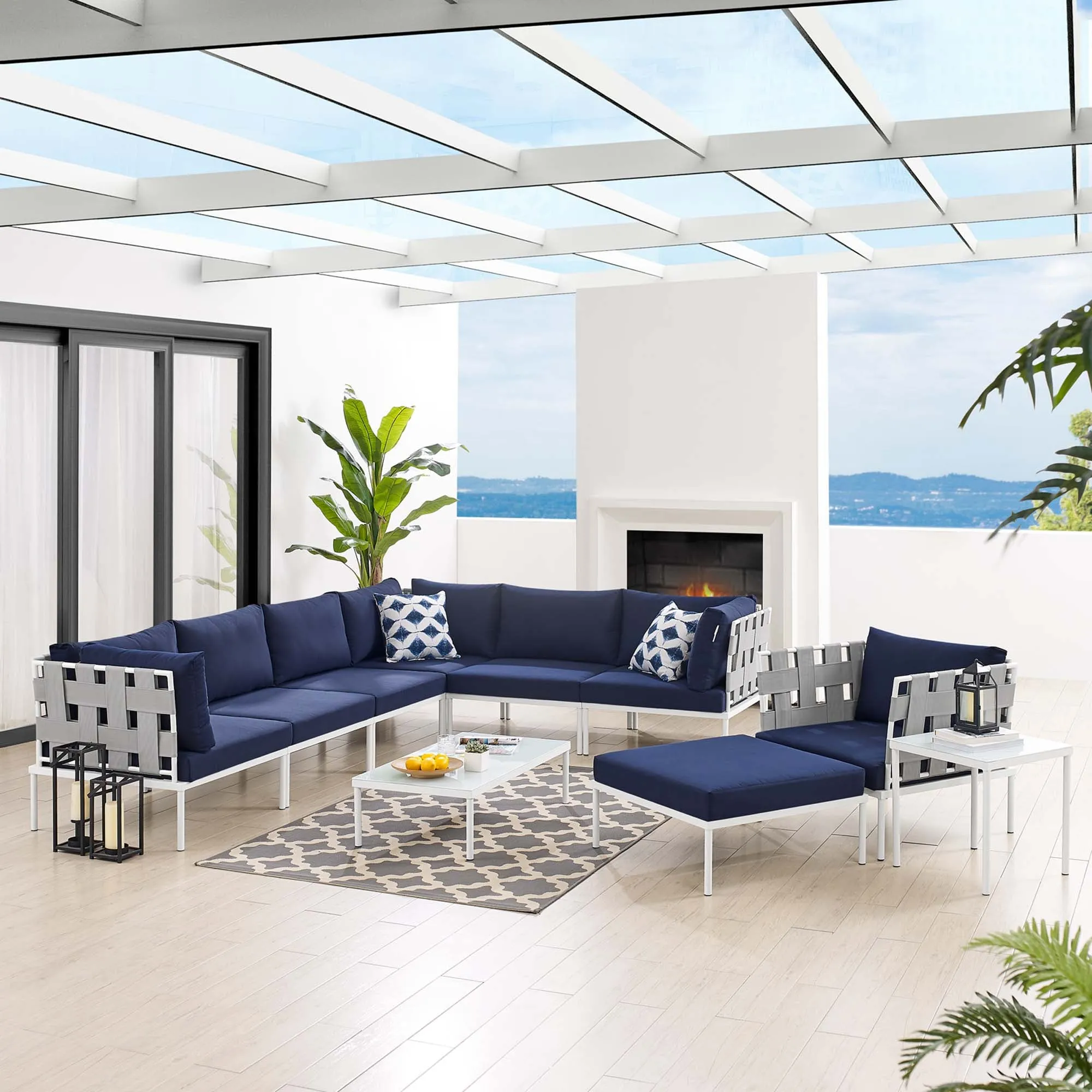 Harmony 10-Piece  Sunbrella® Outdoor Patio Aluminum Sectional Sofa Set by Modway