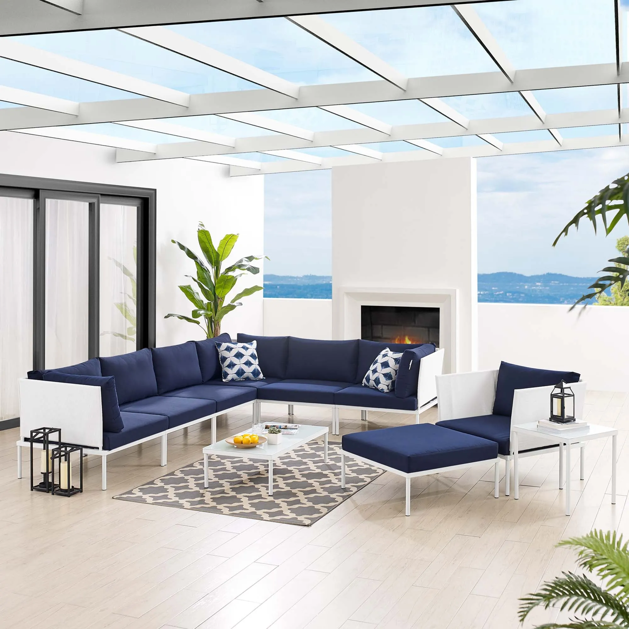 Harmony 10-Piece  Sunbrella® Outdoor Patio Aluminum Sectional Sofa Set by Modway