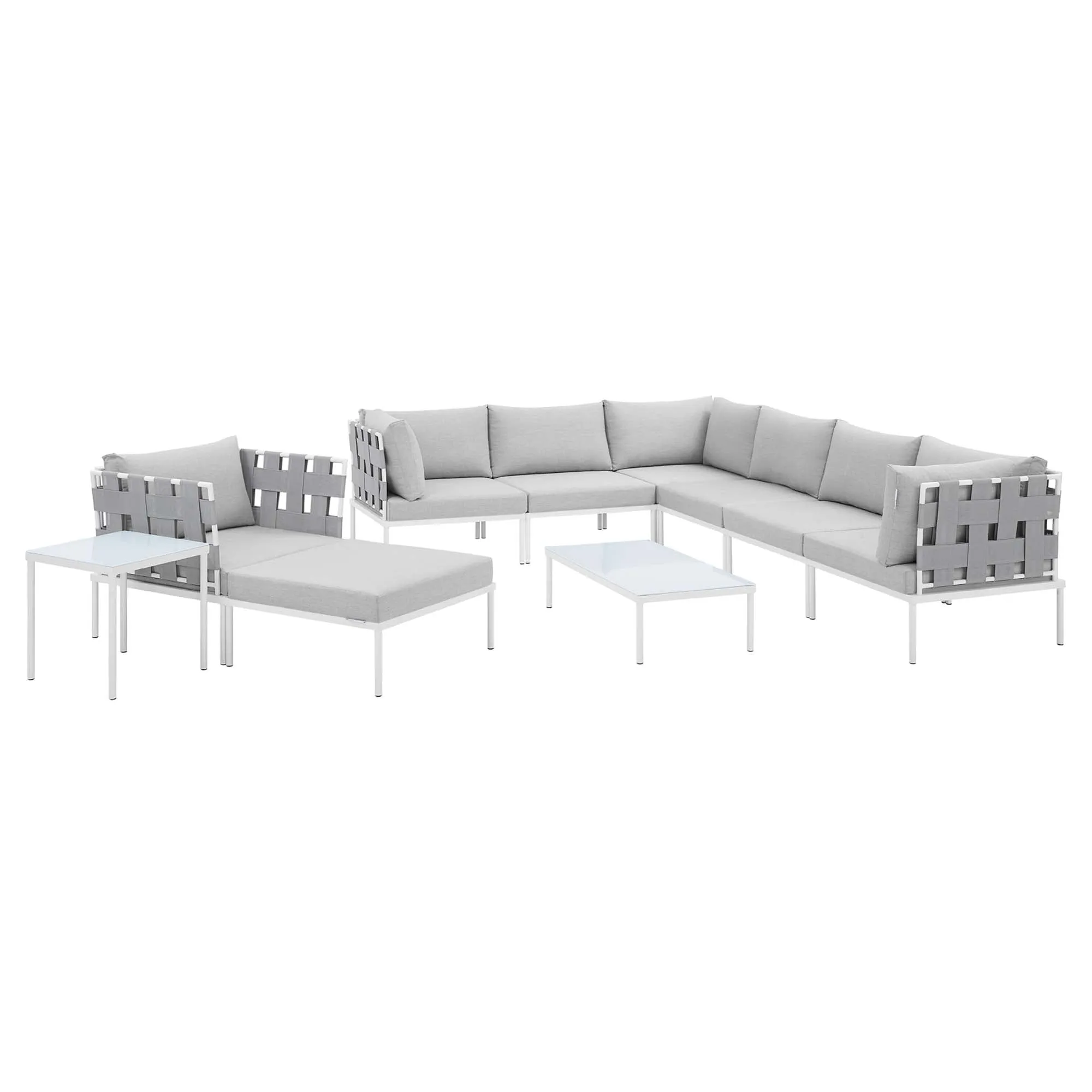 Harmony 10-Piece  Sunbrella® Outdoor Patio Aluminum Sectional Sofa Set by Modway