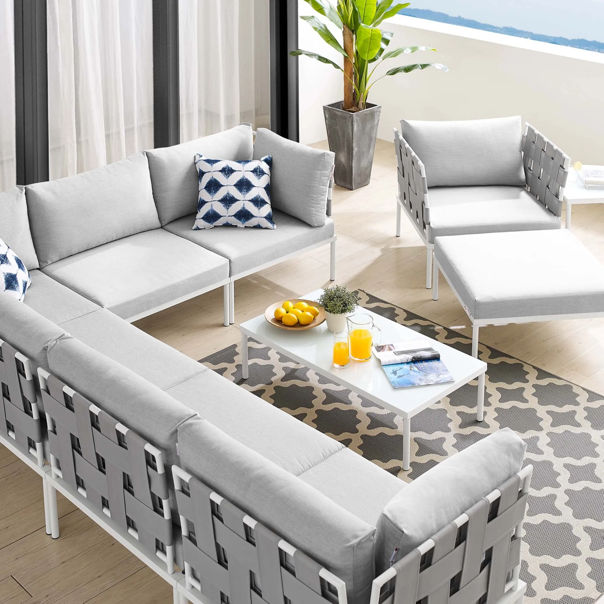 Harmony 10-Piece  Sunbrella® Outdoor Patio Aluminum Sectional Sofa Set by Modway