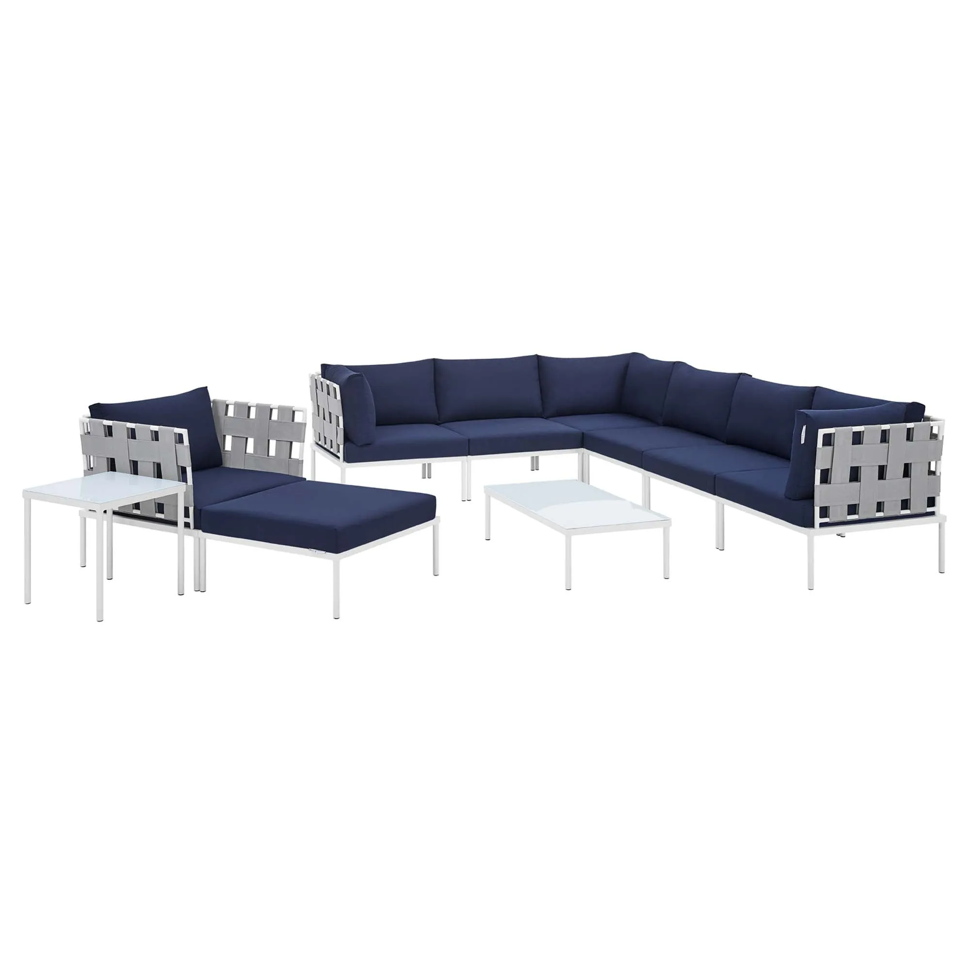Harmony 10-Piece  Sunbrella® Outdoor Patio Aluminum Sectional Sofa Set by Modway