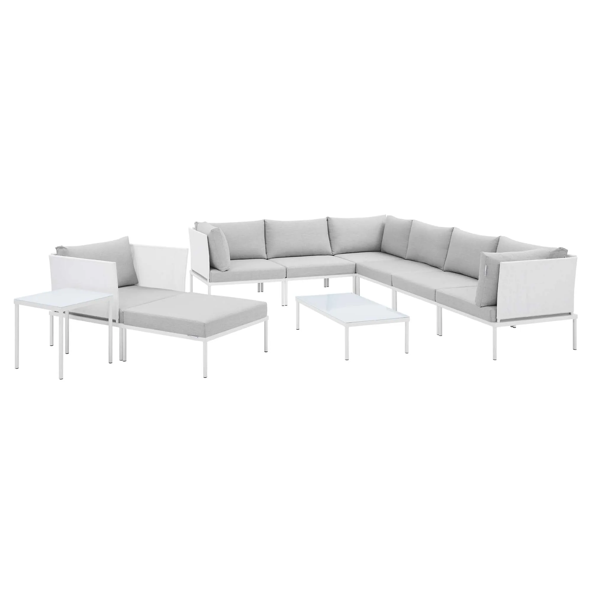 Harmony 10-Piece  Sunbrella® Outdoor Patio Aluminum Sectional Sofa Set by Modway