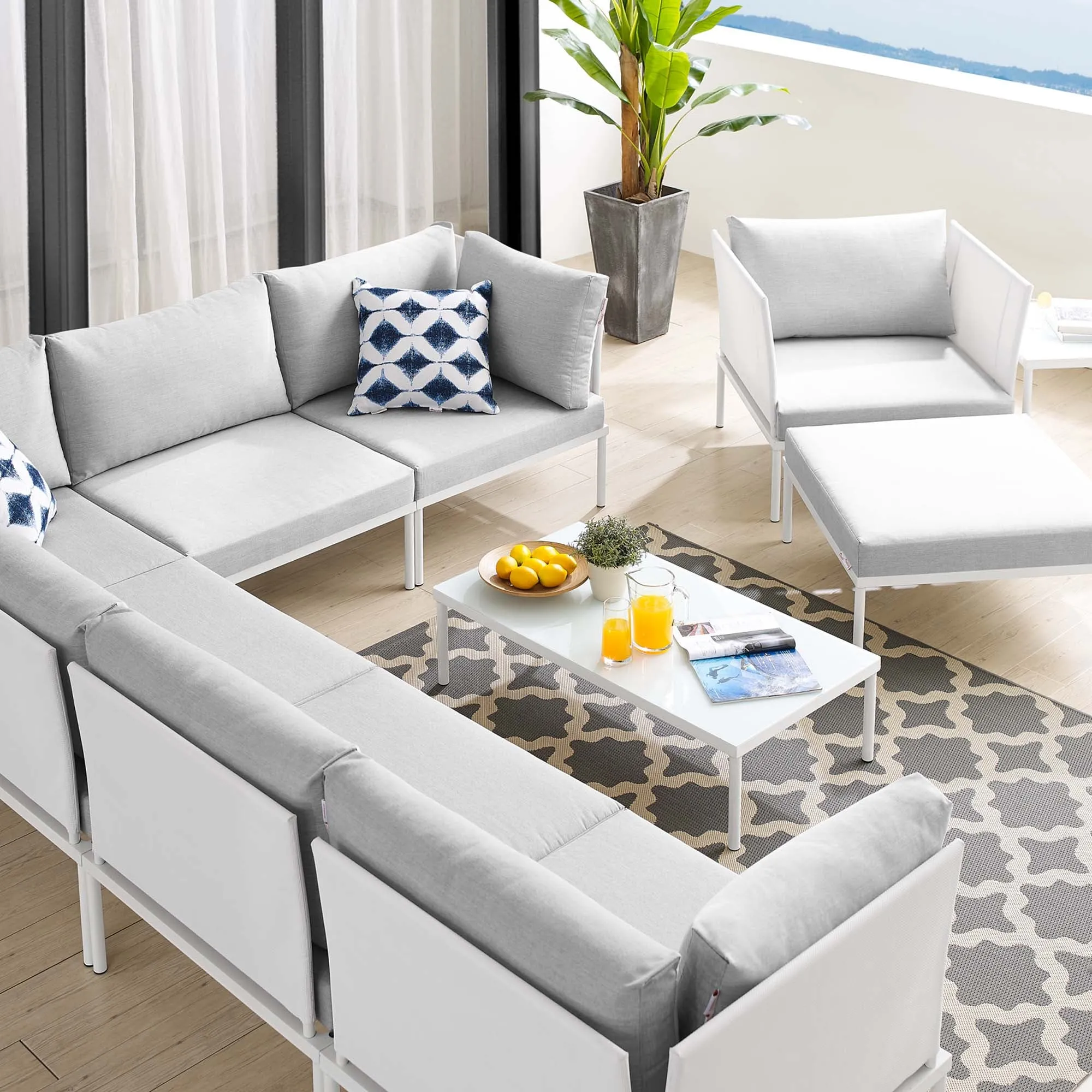 Harmony 10-Piece  Sunbrella® Outdoor Patio Aluminum Sectional Sofa Set by Modway