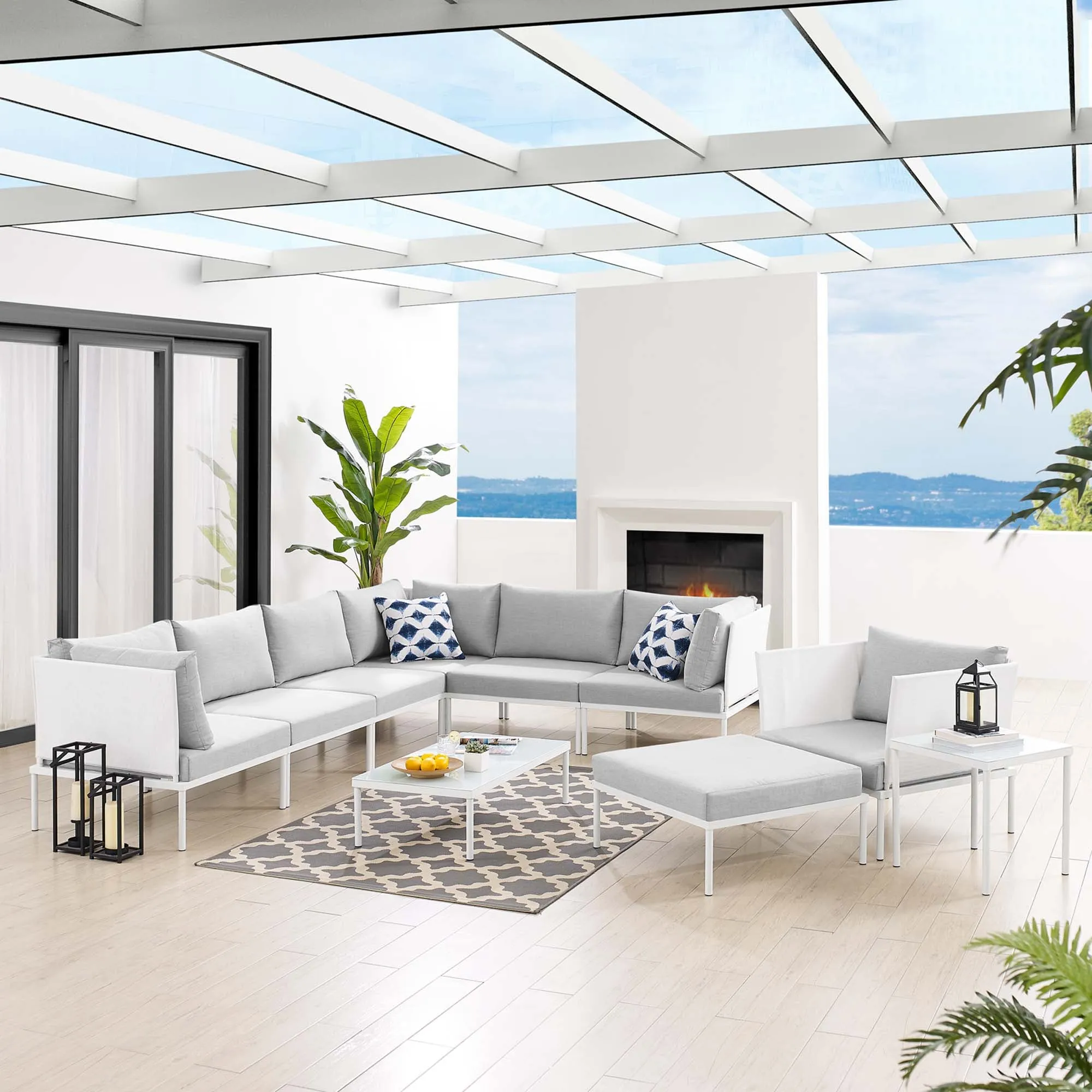 Harmony 10-Piece  Sunbrella® Outdoor Patio Aluminum Sectional Sofa Set by Modway