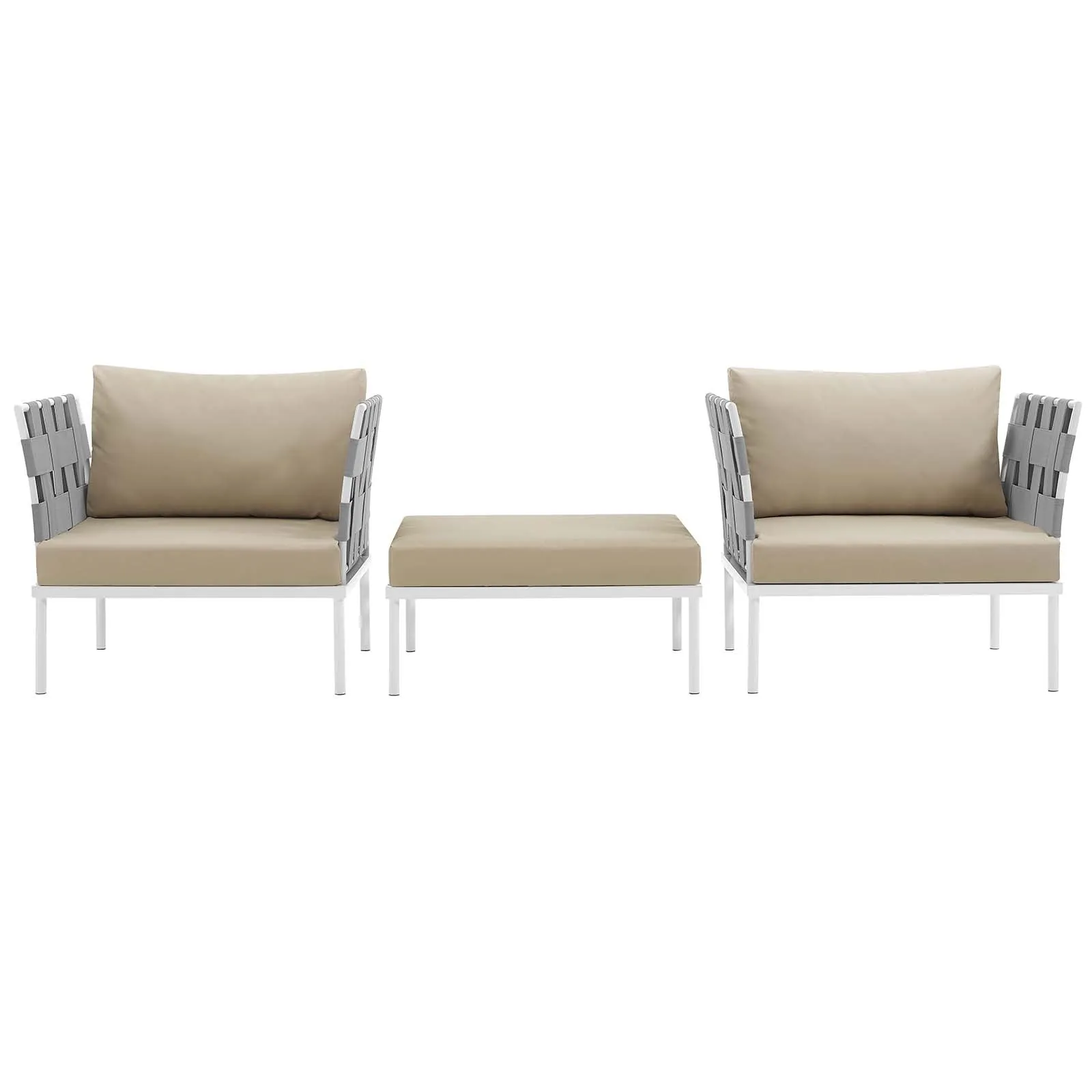 Harmony 3 Piece Outdoor Patio Aluminum Sectional Sofa Set by Modway