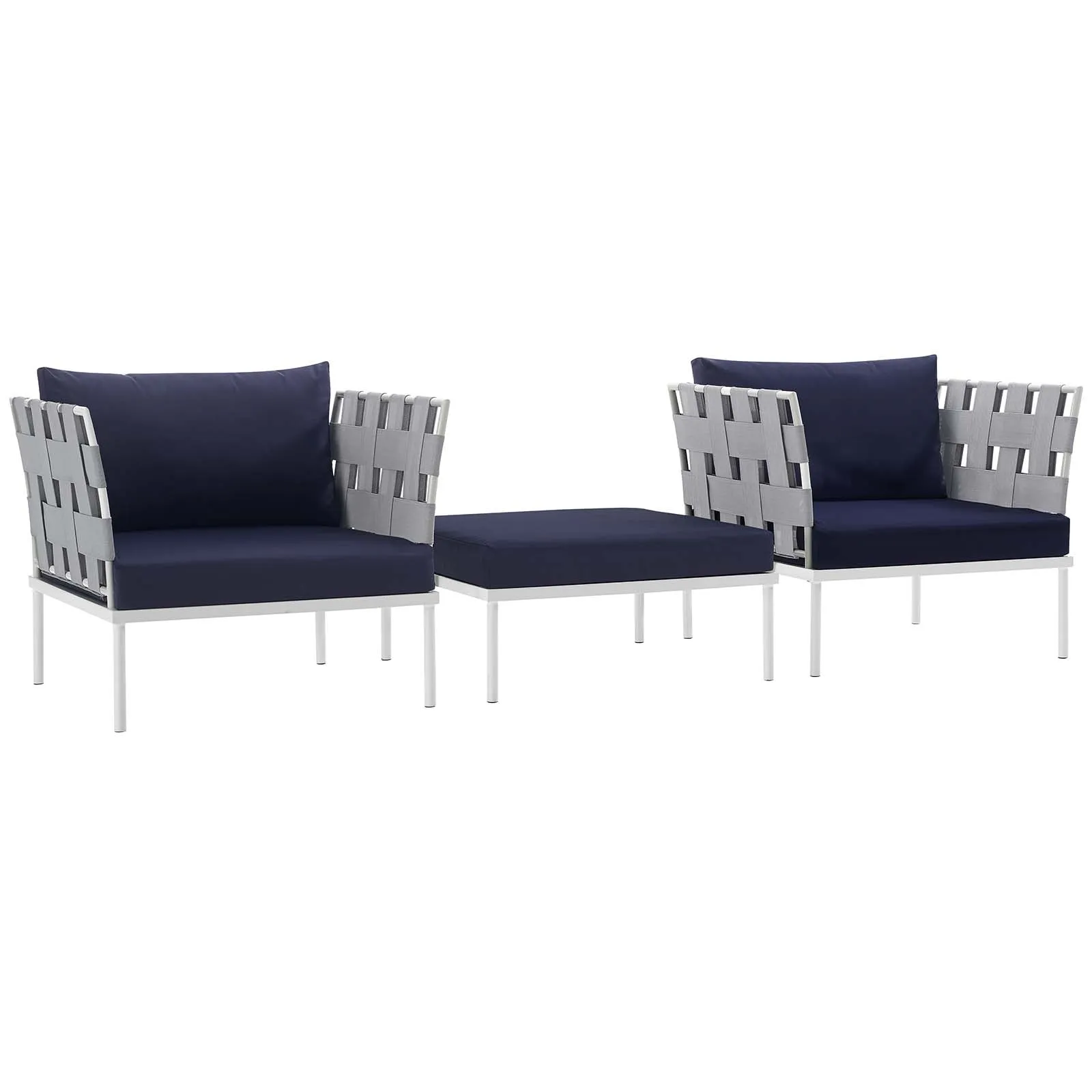 Harmony 3 Piece Outdoor Patio Aluminum Sectional Sofa Set by Modway