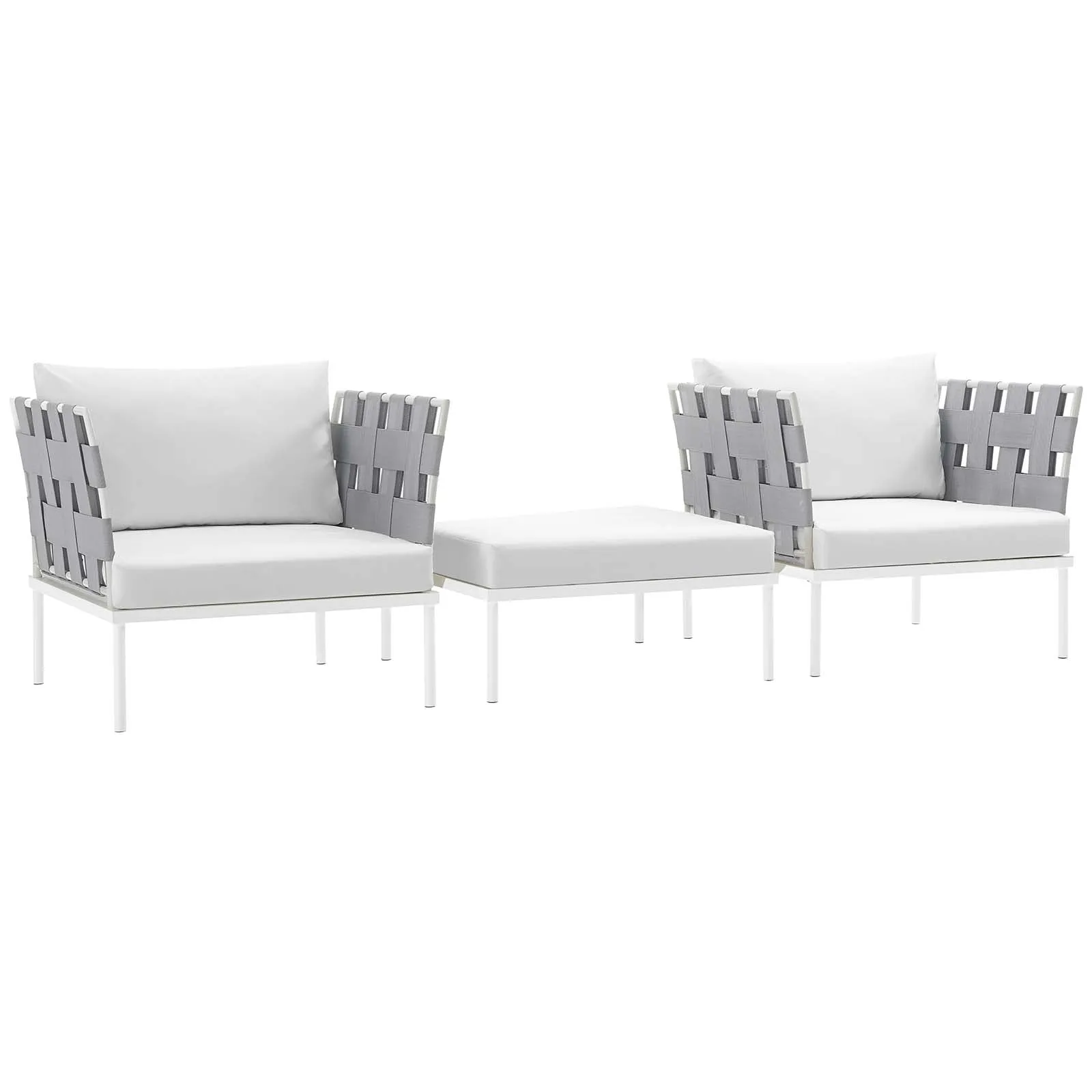 Harmony 3 Piece Outdoor Patio Aluminum Sectional Sofa Set by Modway