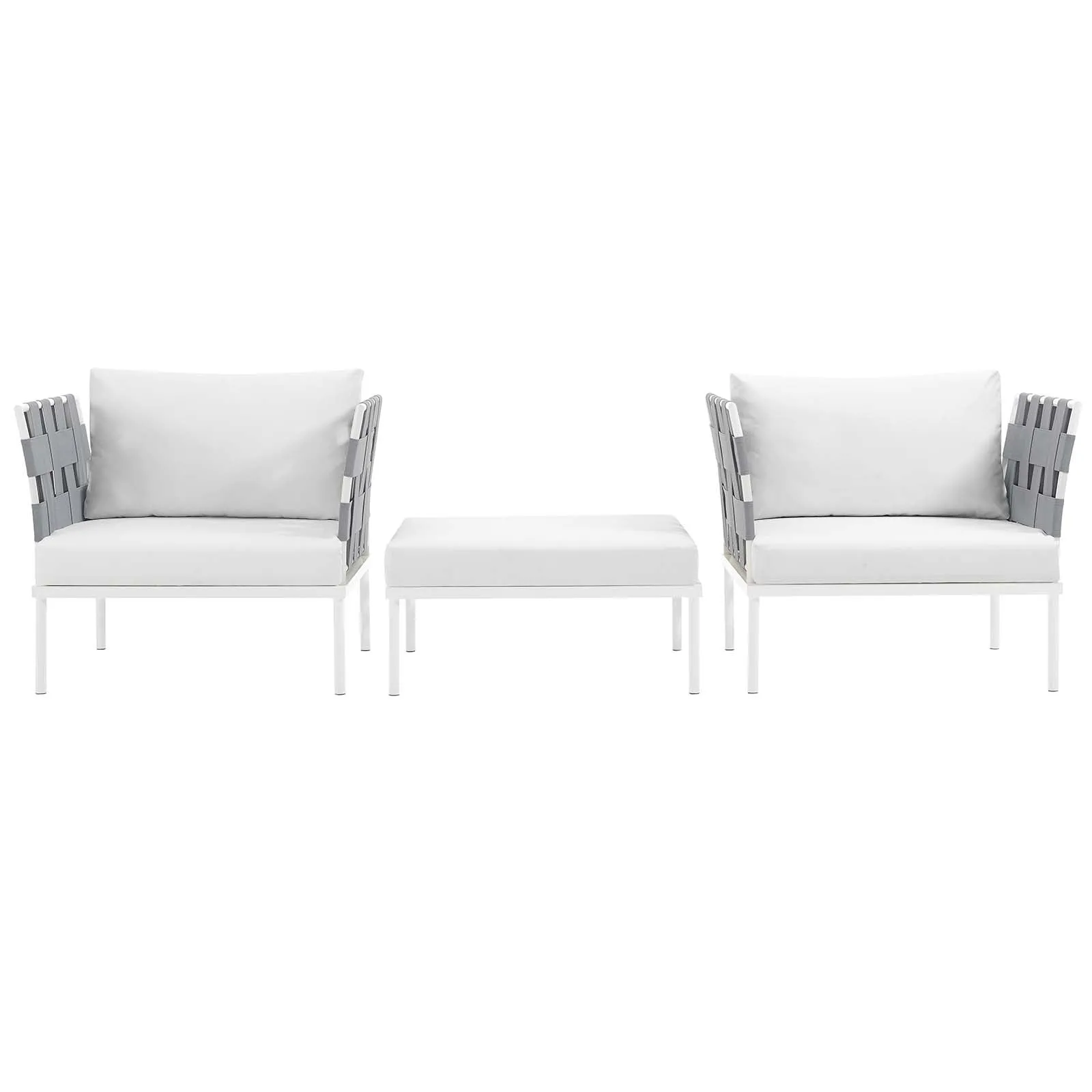 Harmony 3 Piece Outdoor Patio Aluminum Sectional Sofa Set by Modway