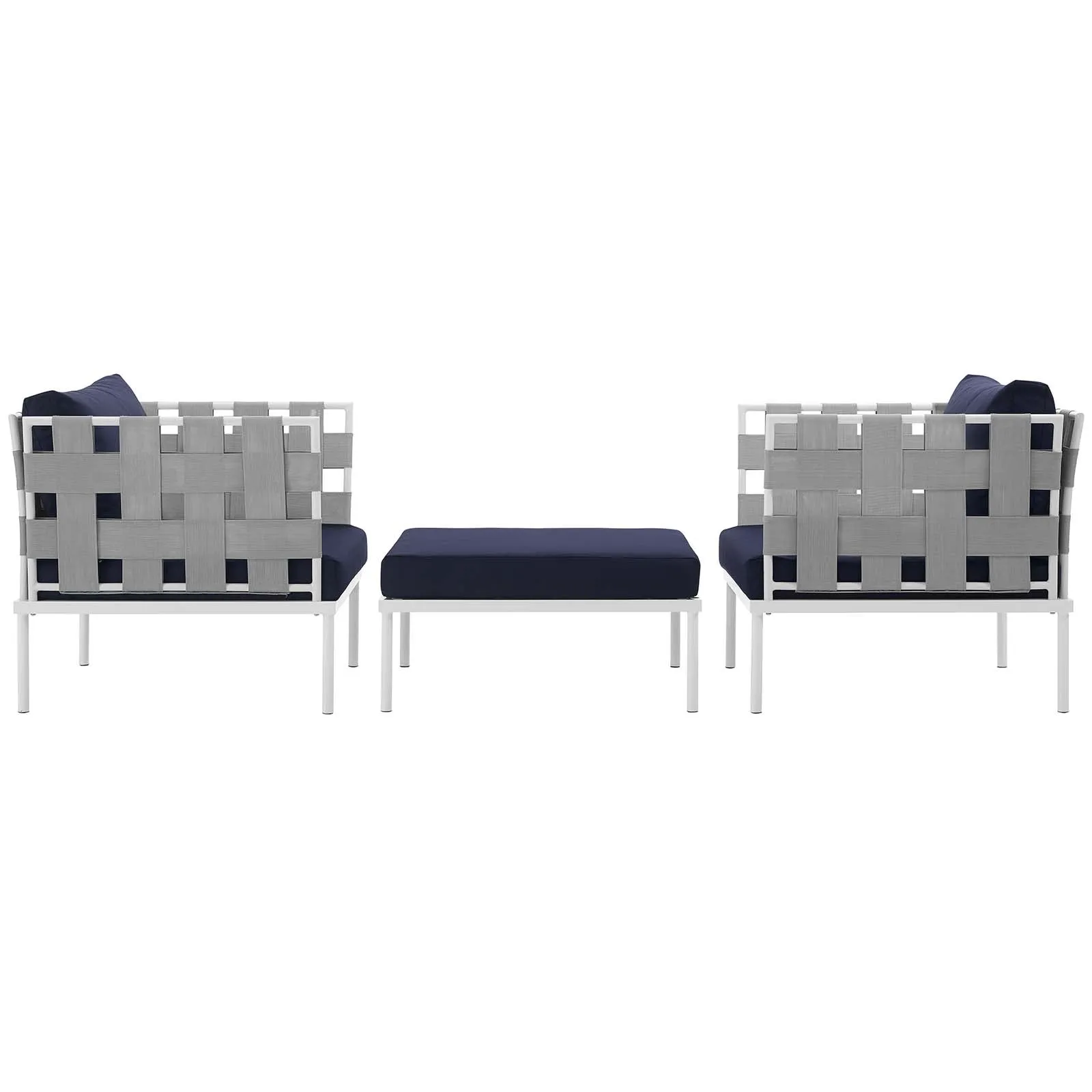 Harmony 3 Piece Outdoor Patio Aluminum Sectional Sofa Set by Modway