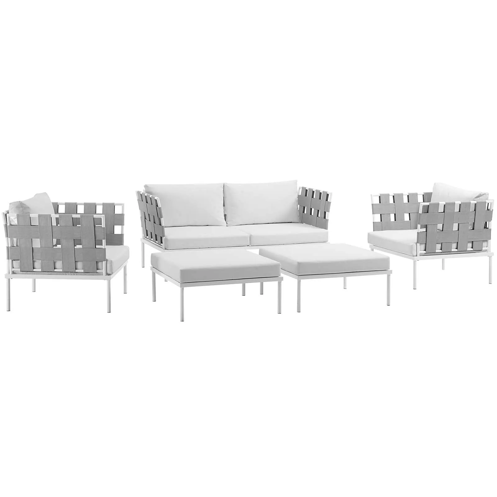 Harmony 5 Piece Outdoor Patio Aluminum Sectional Sofa Set by Modway