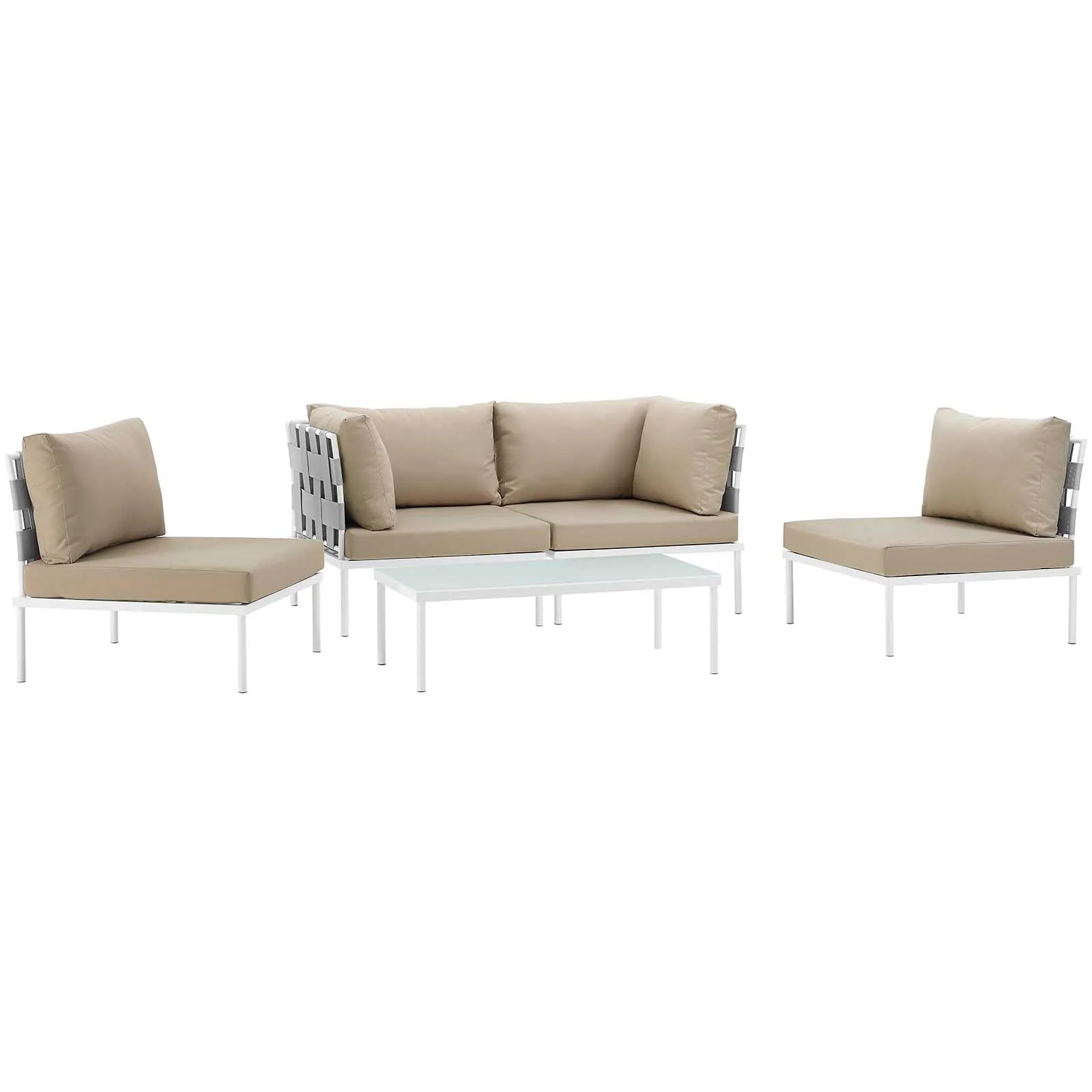 Harmony 5 Piece Outdoor Patio Aluminum Sectional Sofa Set by Modway