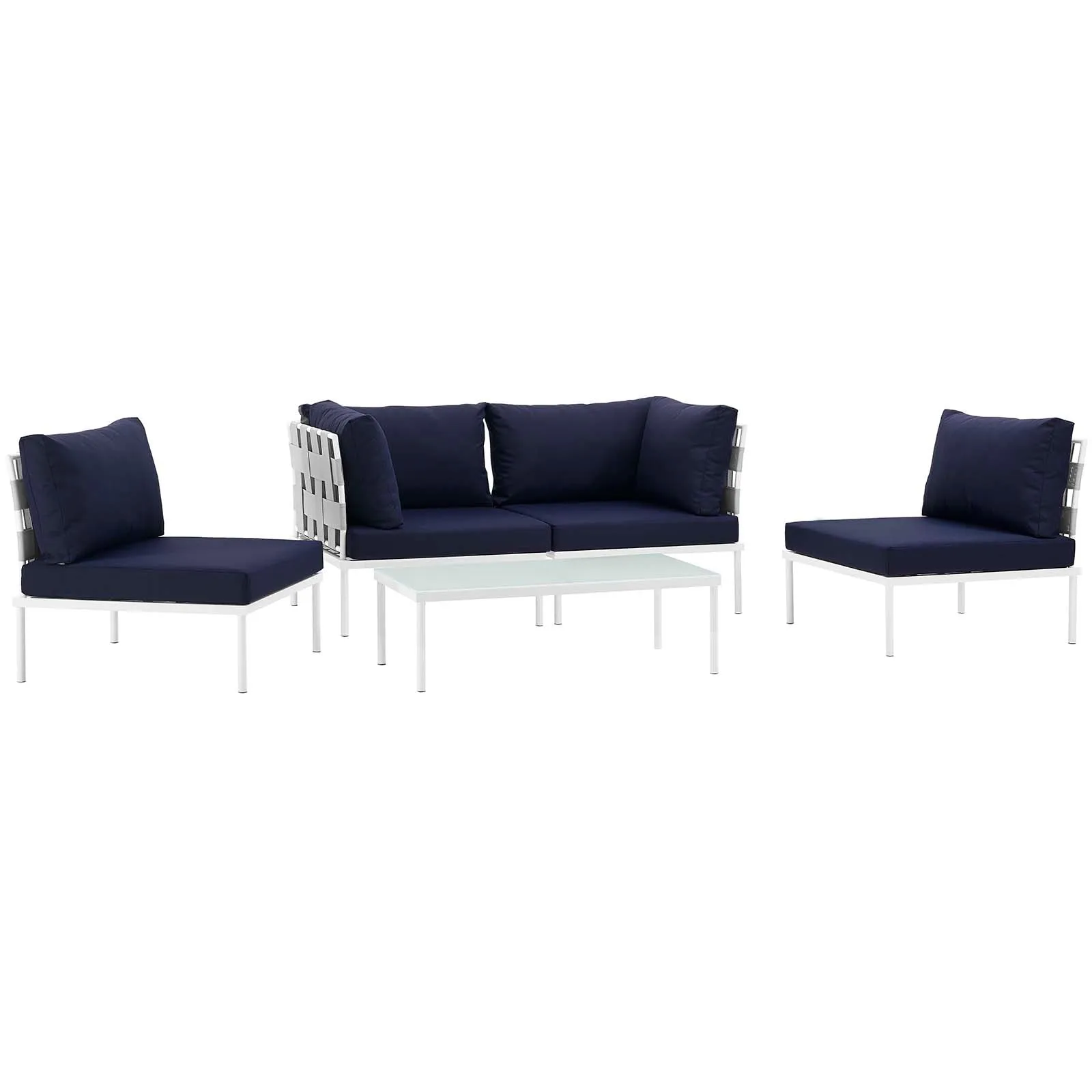 Harmony 5 Piece Outdoor Patio Aluminum Sectional Sofa Set by Modway