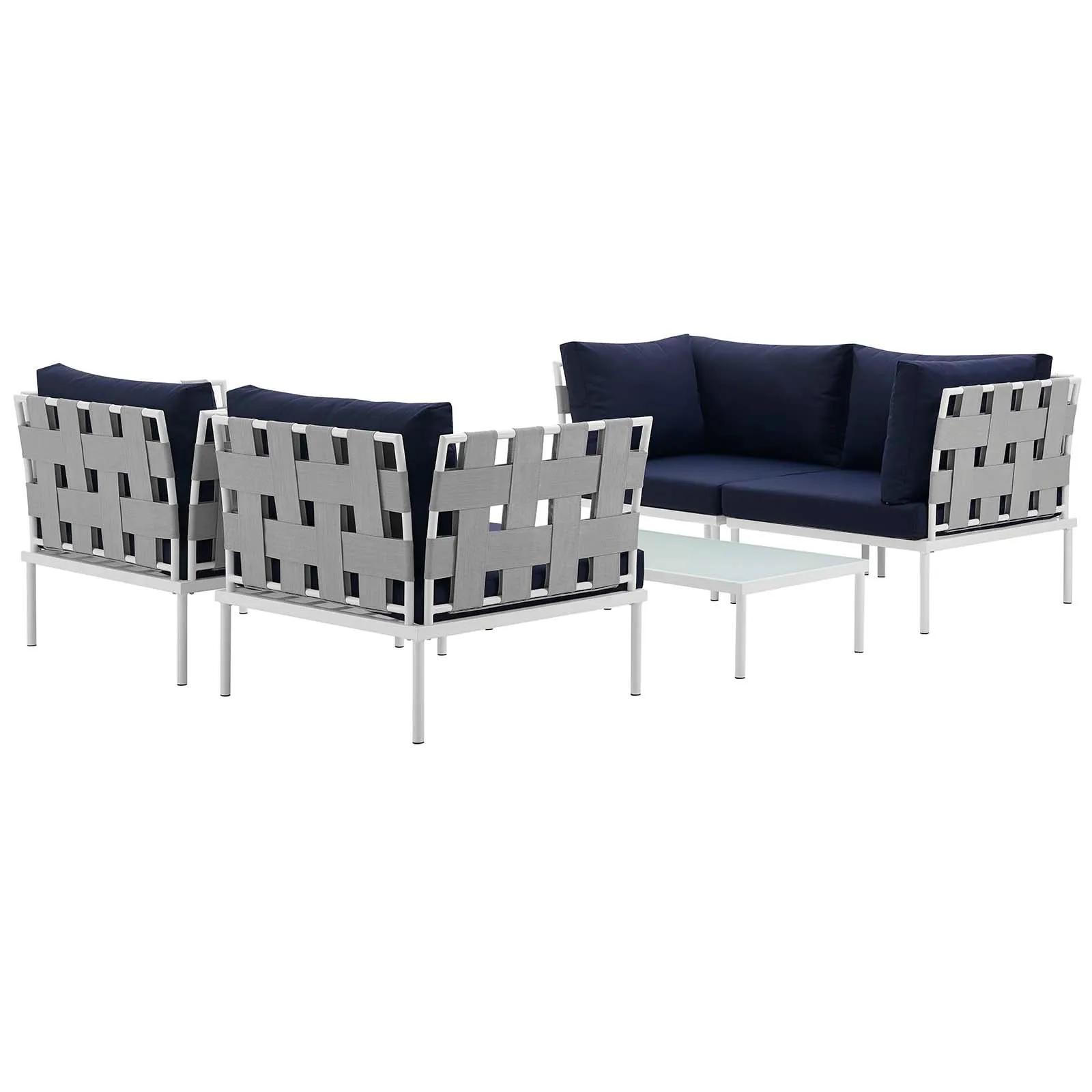 Harmony 5  Piece Outdoor Patio Aluminum Sectional Sofa Set by Modway