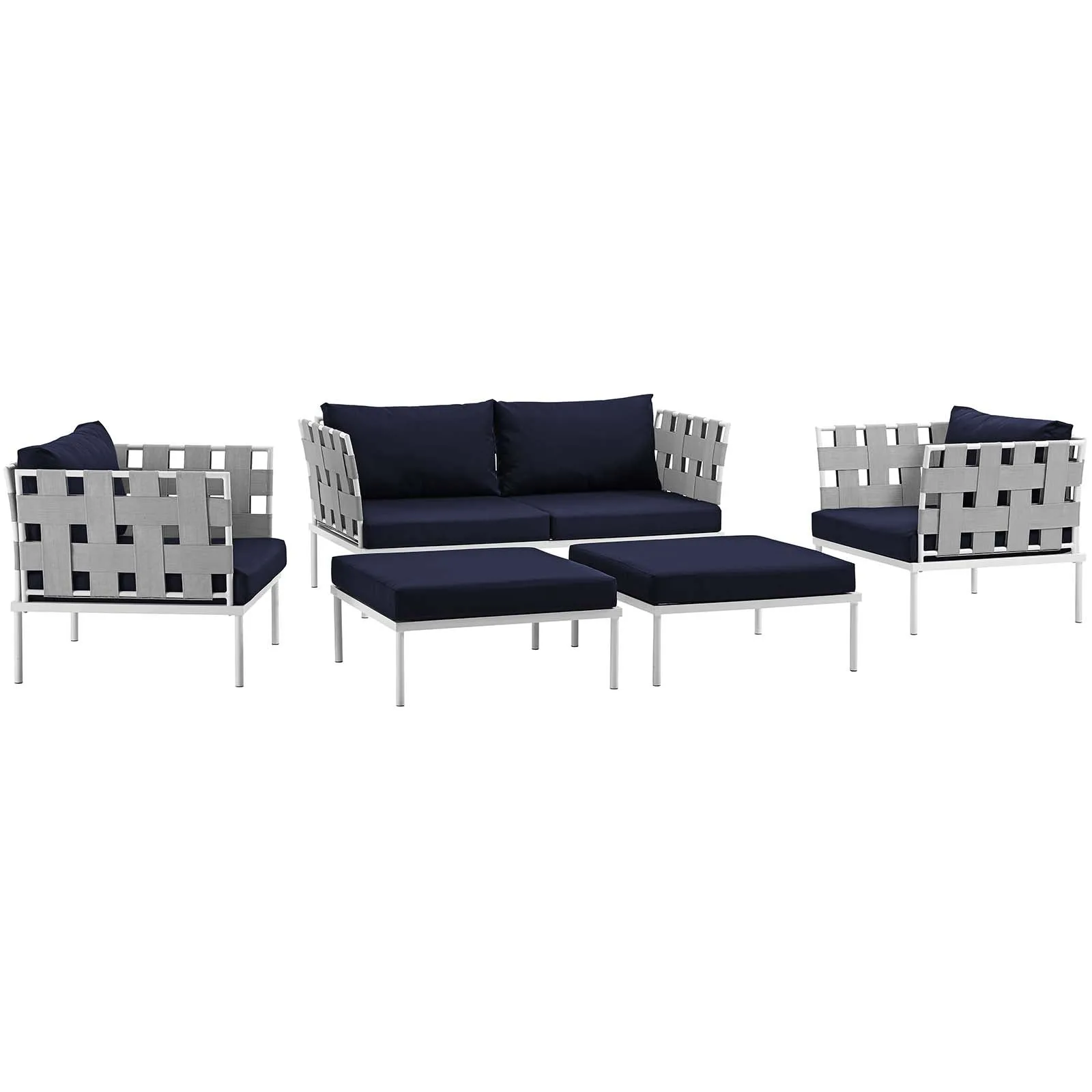 Harmony 5 Piece Outdoor Patio Aluminum Sectional Sofa Set by Modway