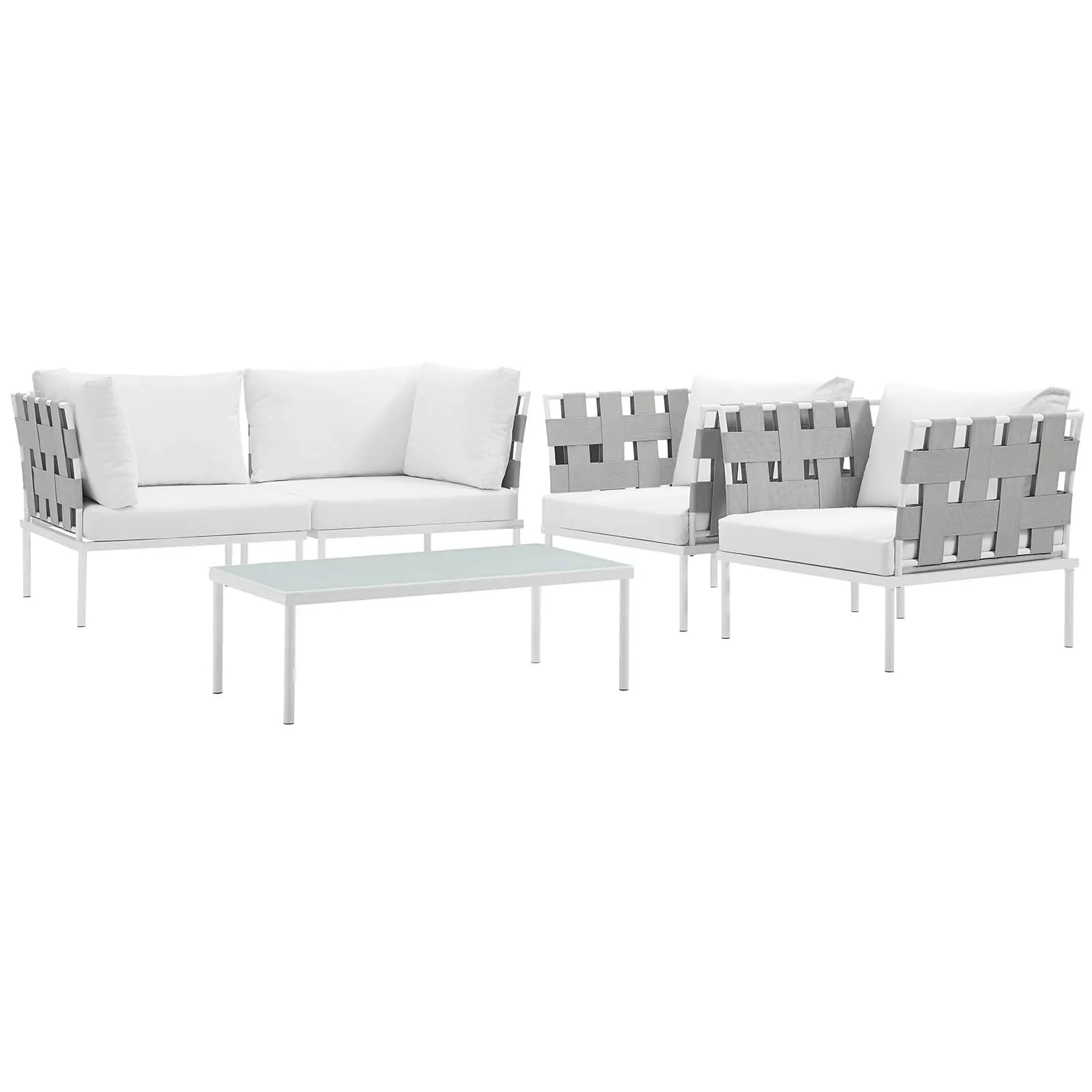 Harmony 5  Piece Outdoor Patio Aluminum Sectional Sofa Set by Modway