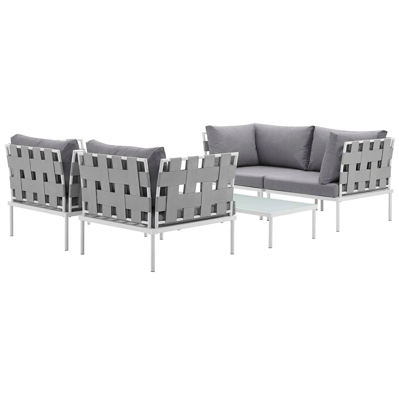 Harmony 5  Piece Outdoor Patio Aluminum Sectional Sofa Set by Modway