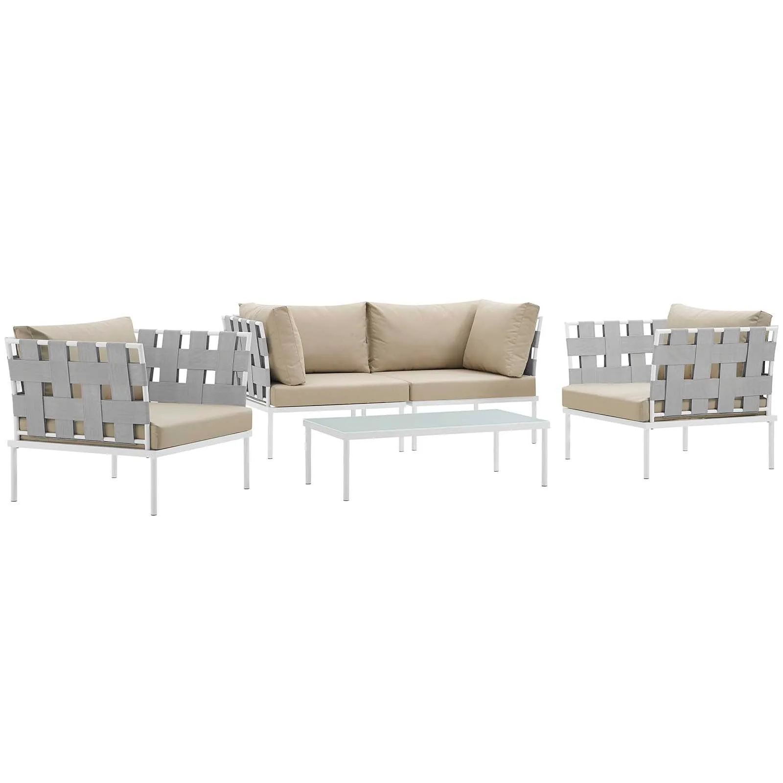 Harmony 5  Piece Outdoor Patio Aluminum Sectional Sofa Set by Modway