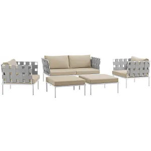 Harmony 5 Piece Outdoor Patio Aluminum Sectional Sofa Set by Modway