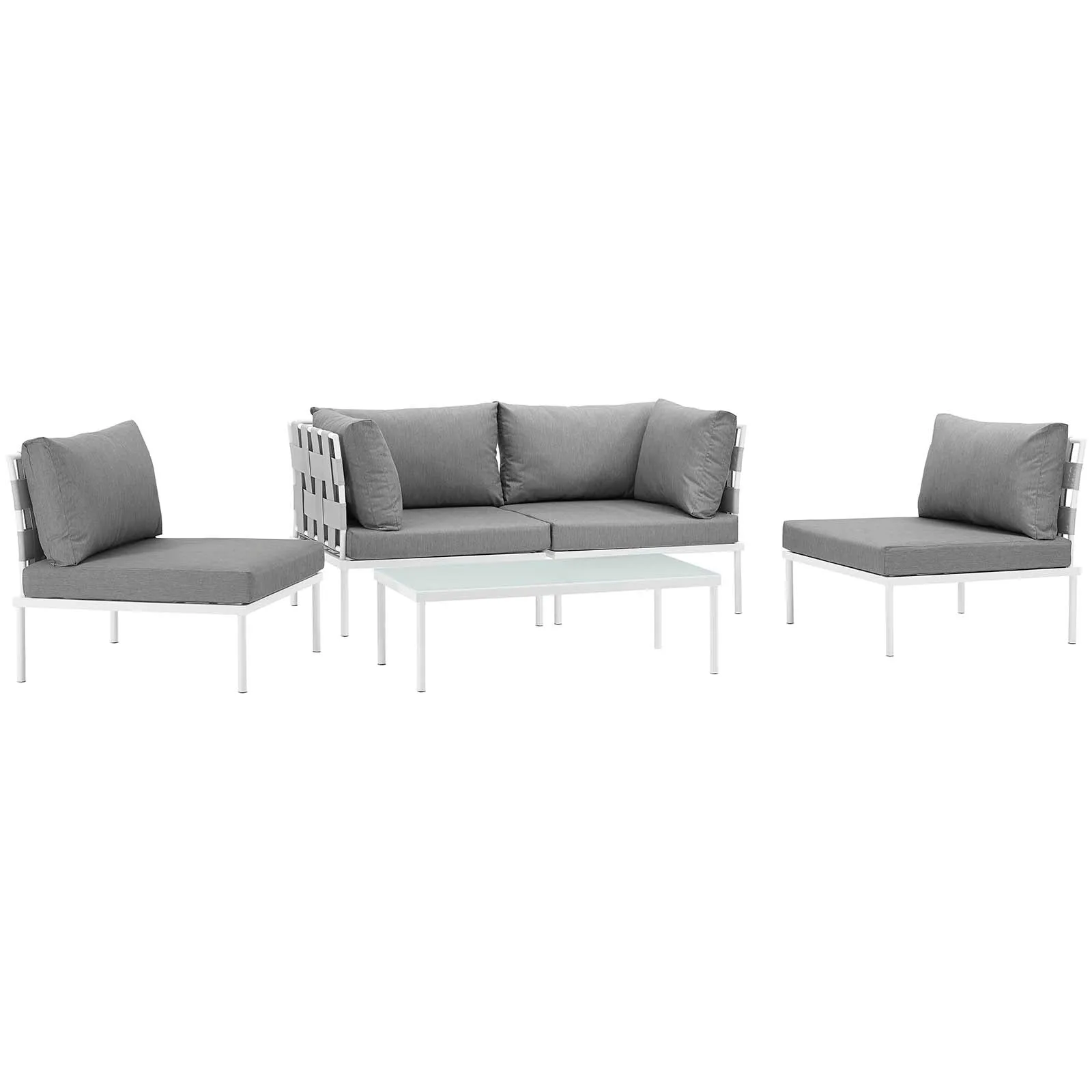 Harmony 5 Piece Outdoor Patio Aluminum Sectional Sofa Set by Modway
