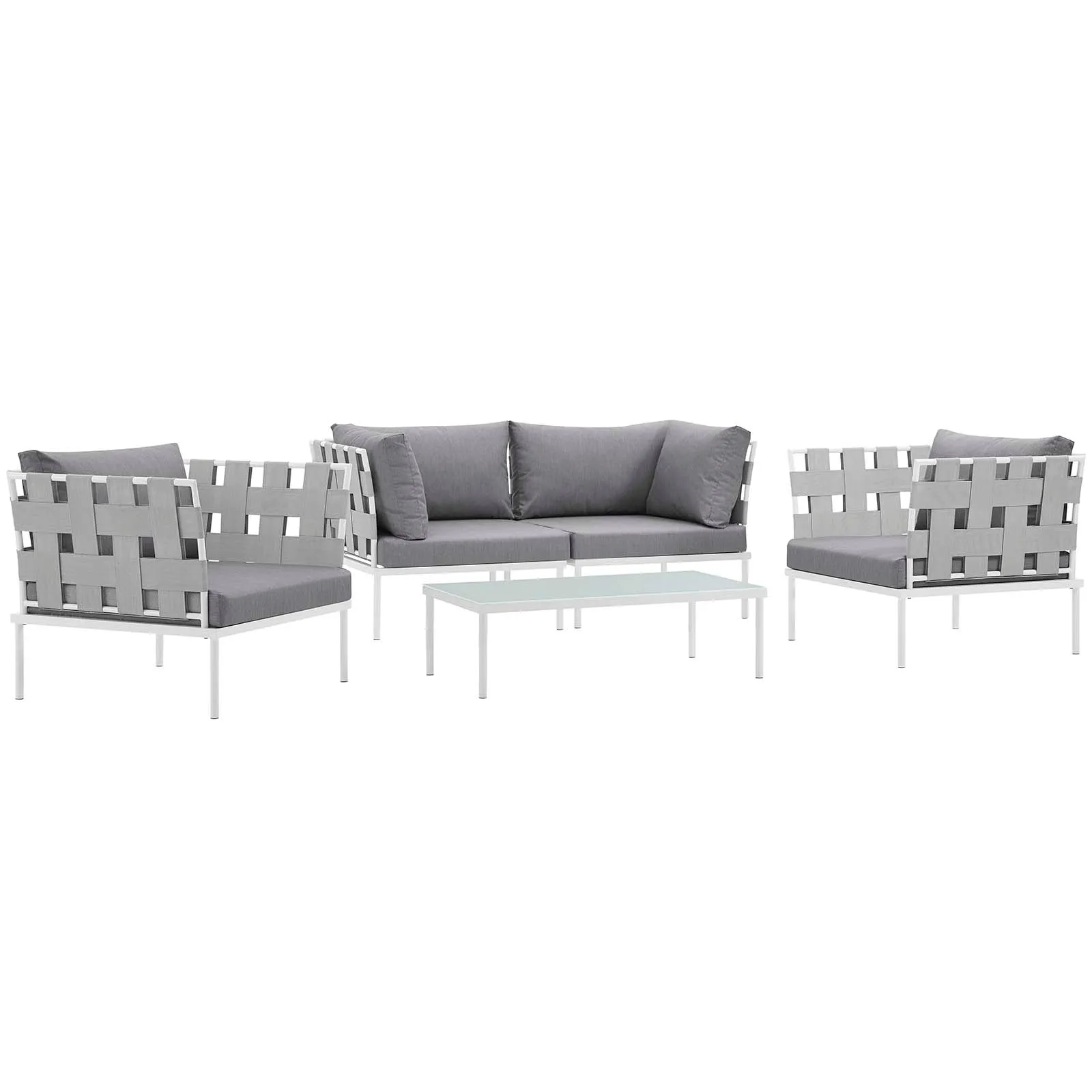 Harmony 5  Piece Outdoor Patio Aluminum Sectional Sofa Set by Modway
