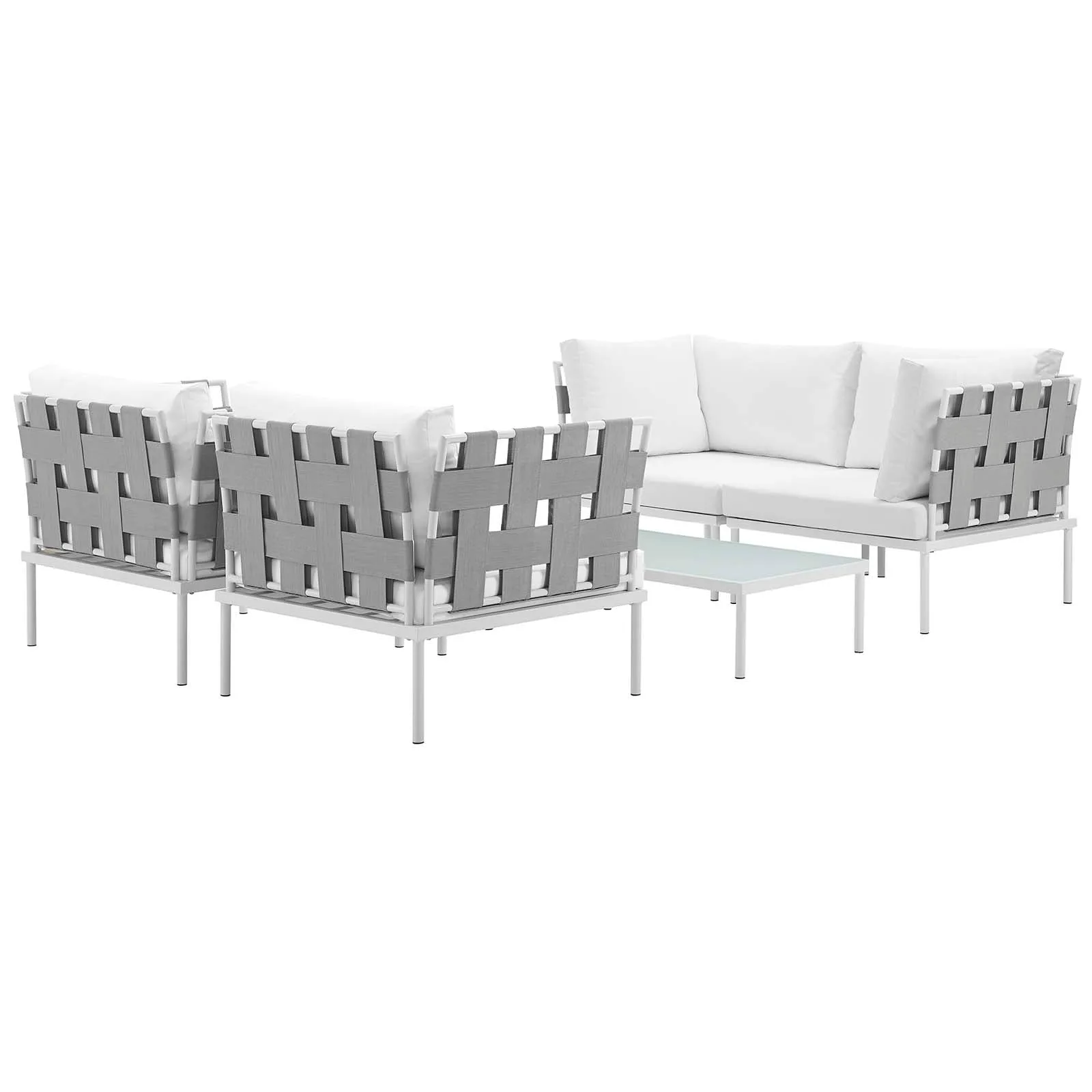 Harmony 5  Piece Outdoor Patio Aluminum Sectional Sofa Set by Modway