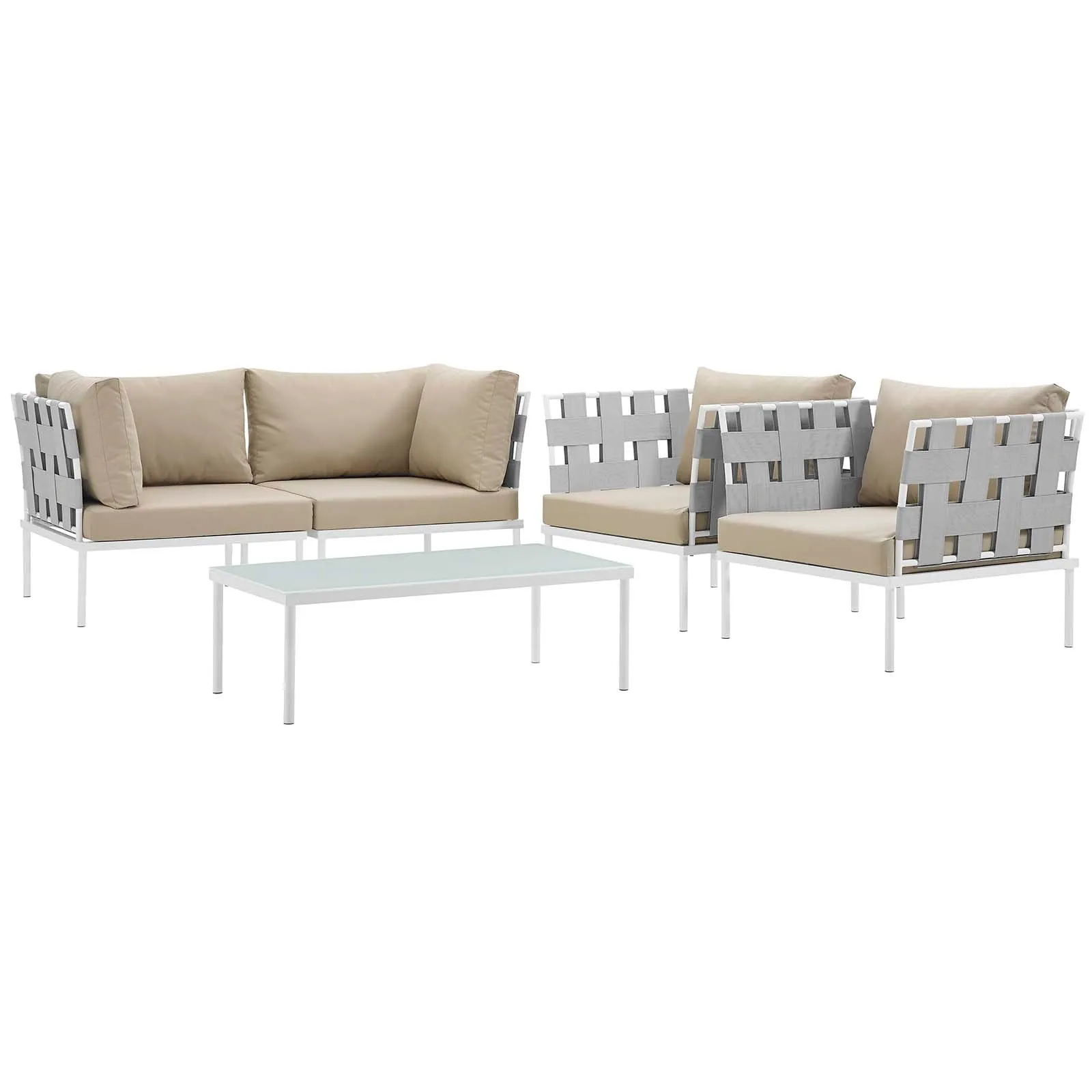 Harmony 5  Piece Outdoor Patio Aluminum Sectional Sofa Set by Modway