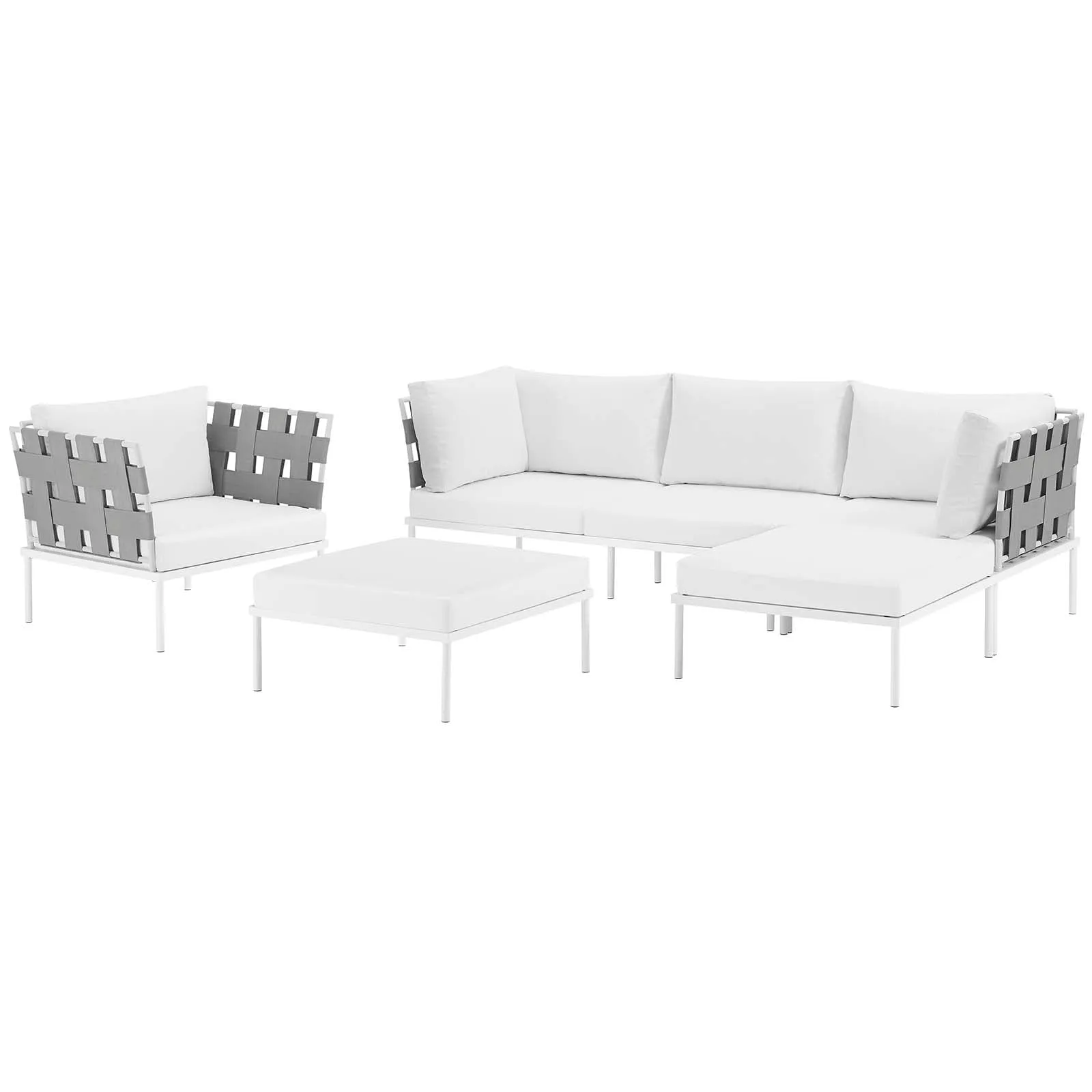 Harmony 6 Piece Outdoor Patio Aluminum Sectional Sofa Set by Modway