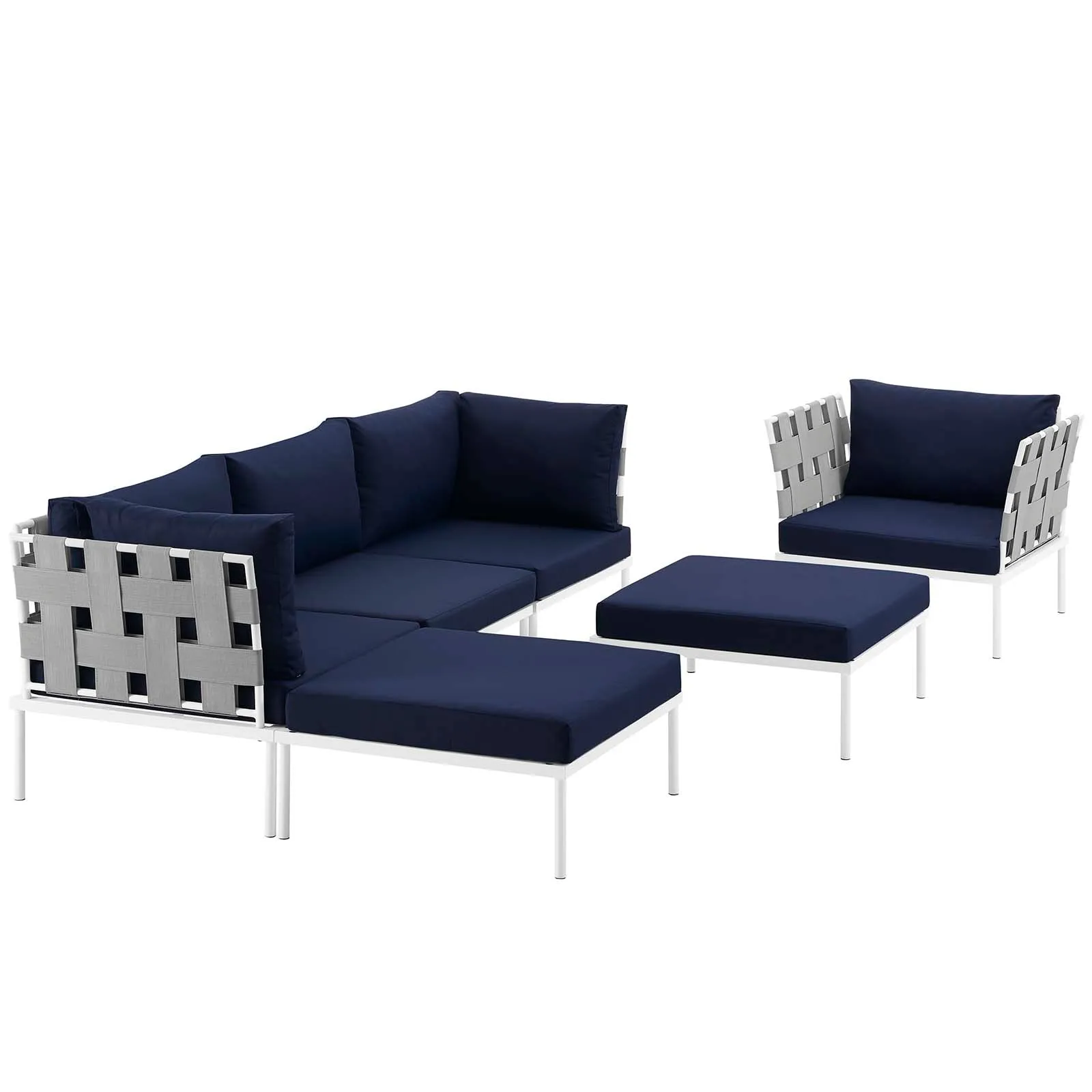 Harmony 6 Piece Outdoor Patio Aluminum Sectional Sofa Set by Modway