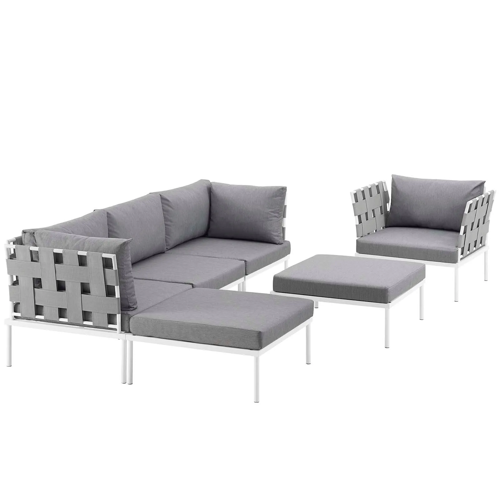 Harmony 6 Piece Outdoor Patio Aluminum Sectional Sofa Set by Modway