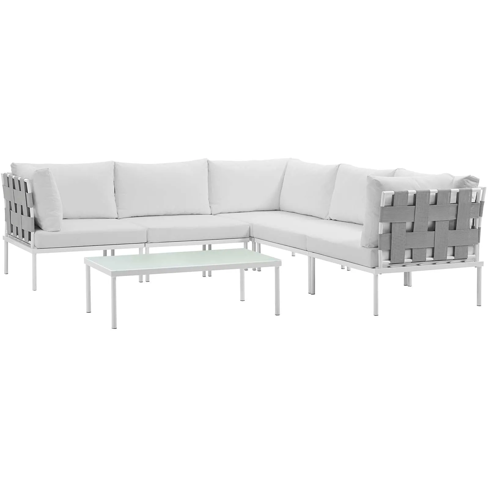 Harmony 6 Piece Outdoor Patio Aluminum Sectional Sofa Set by Modway