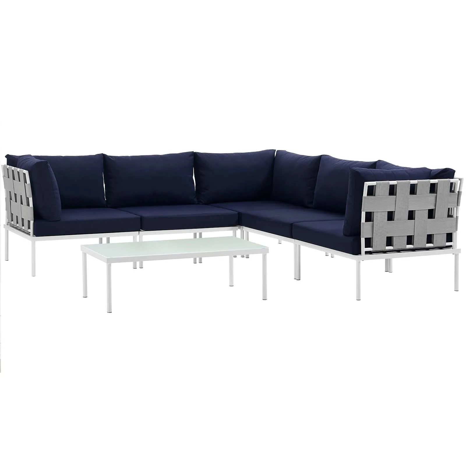 Harmony 6 Piece Outdoor Patio Aluminum Sectional Sofa Set by Modway