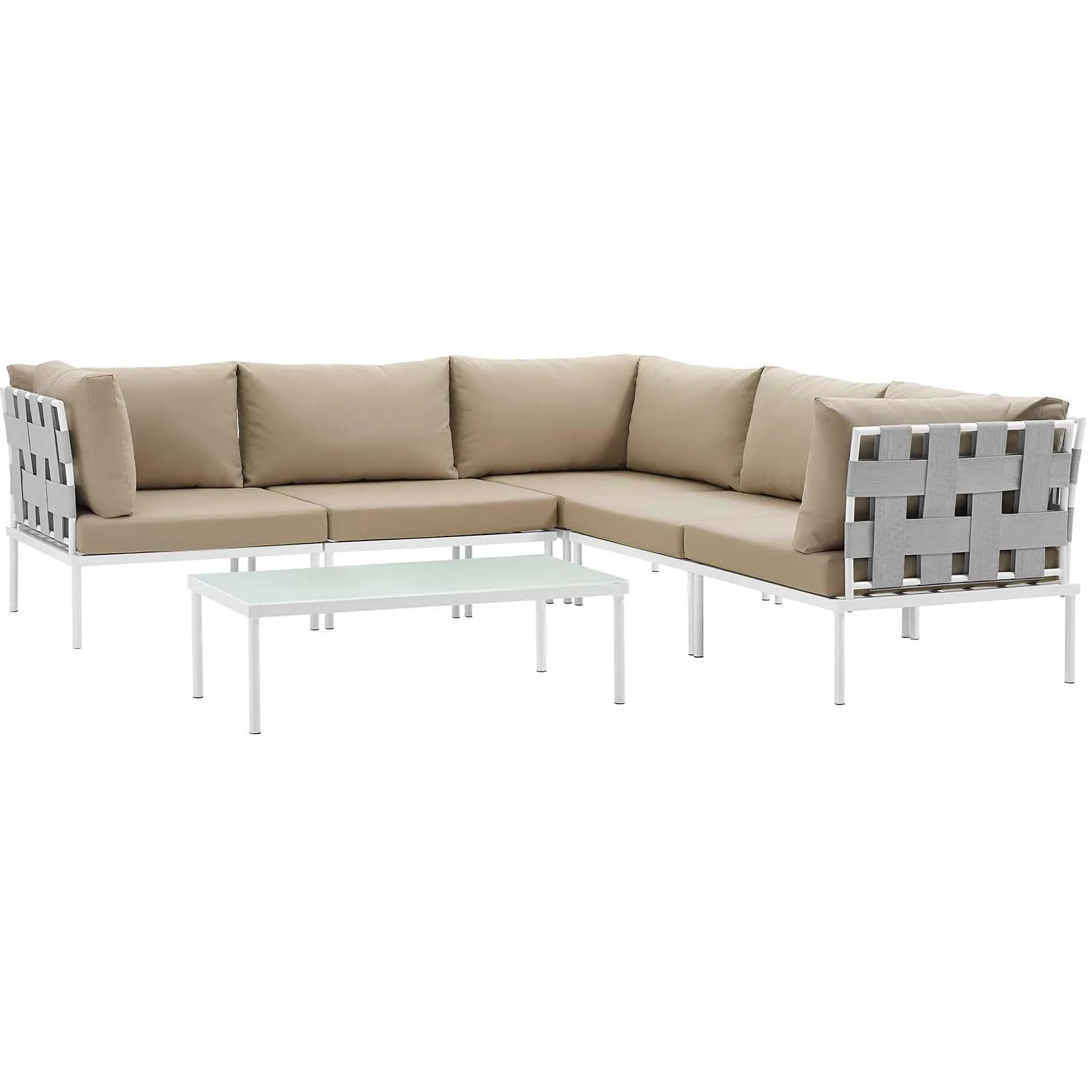 Harmony 6 Piece Outdoor Patio Aluminum Sectional Sofa Set by Modway