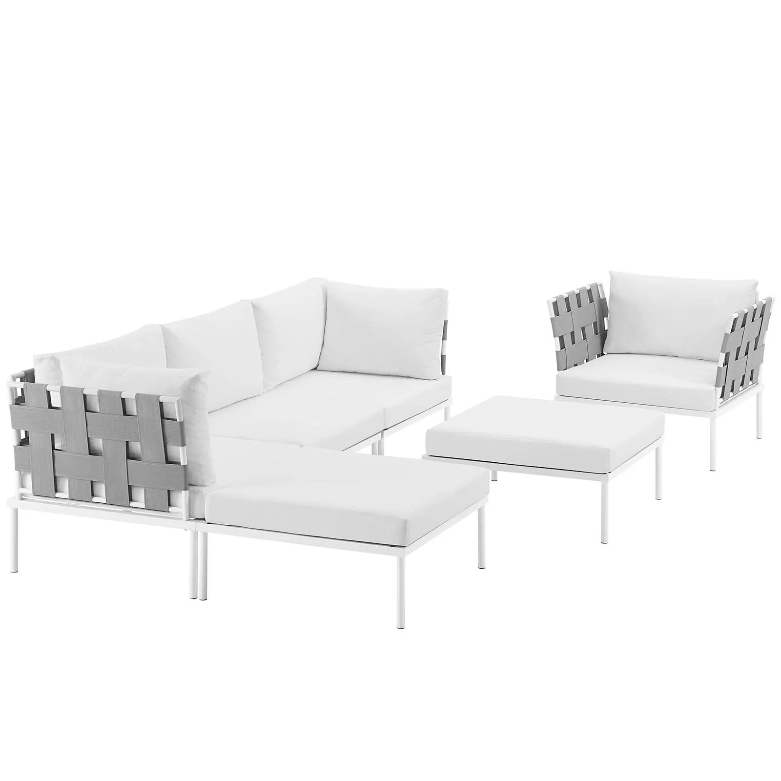 Harmony 6 Piece Outdoor Patio Aluminum Sectional Sofa Set by Modway