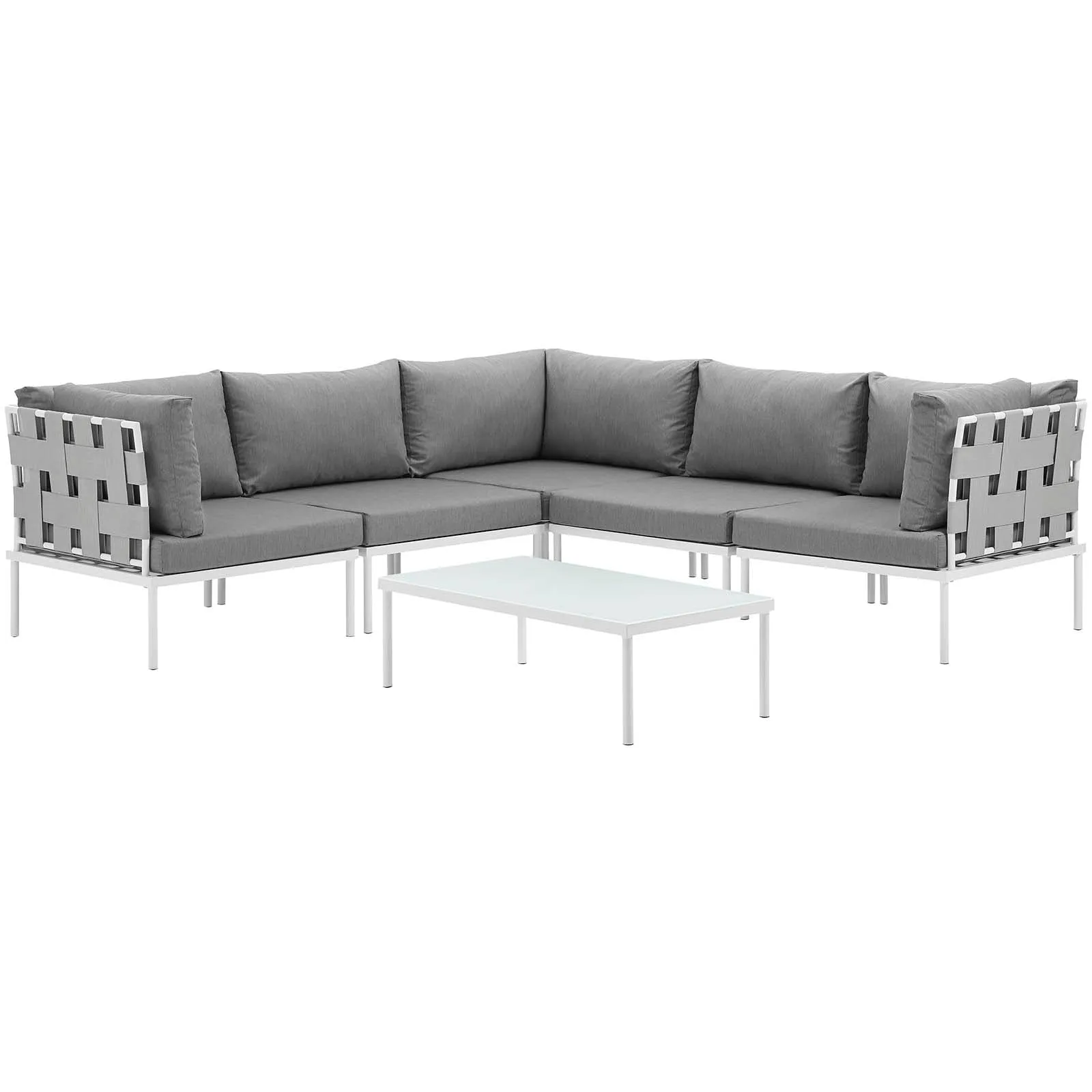 Harmony 6 Piece Outdoor Patio Aluminum Sectional Sofa Set by Modway