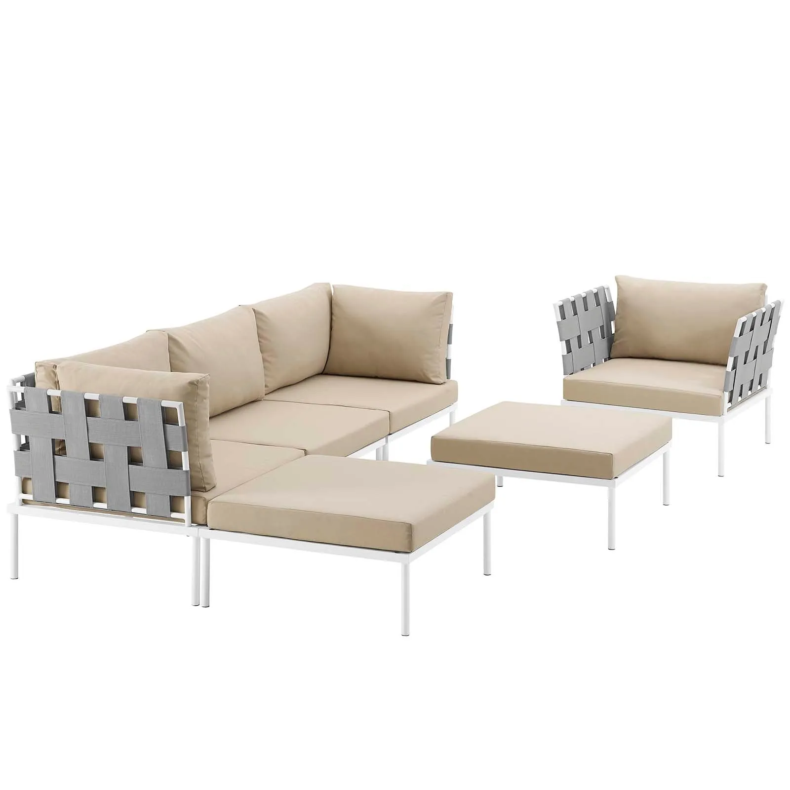 Harmony 6 Piece Outdoor Patio Aluminum Sectional Sofa Set by Modway