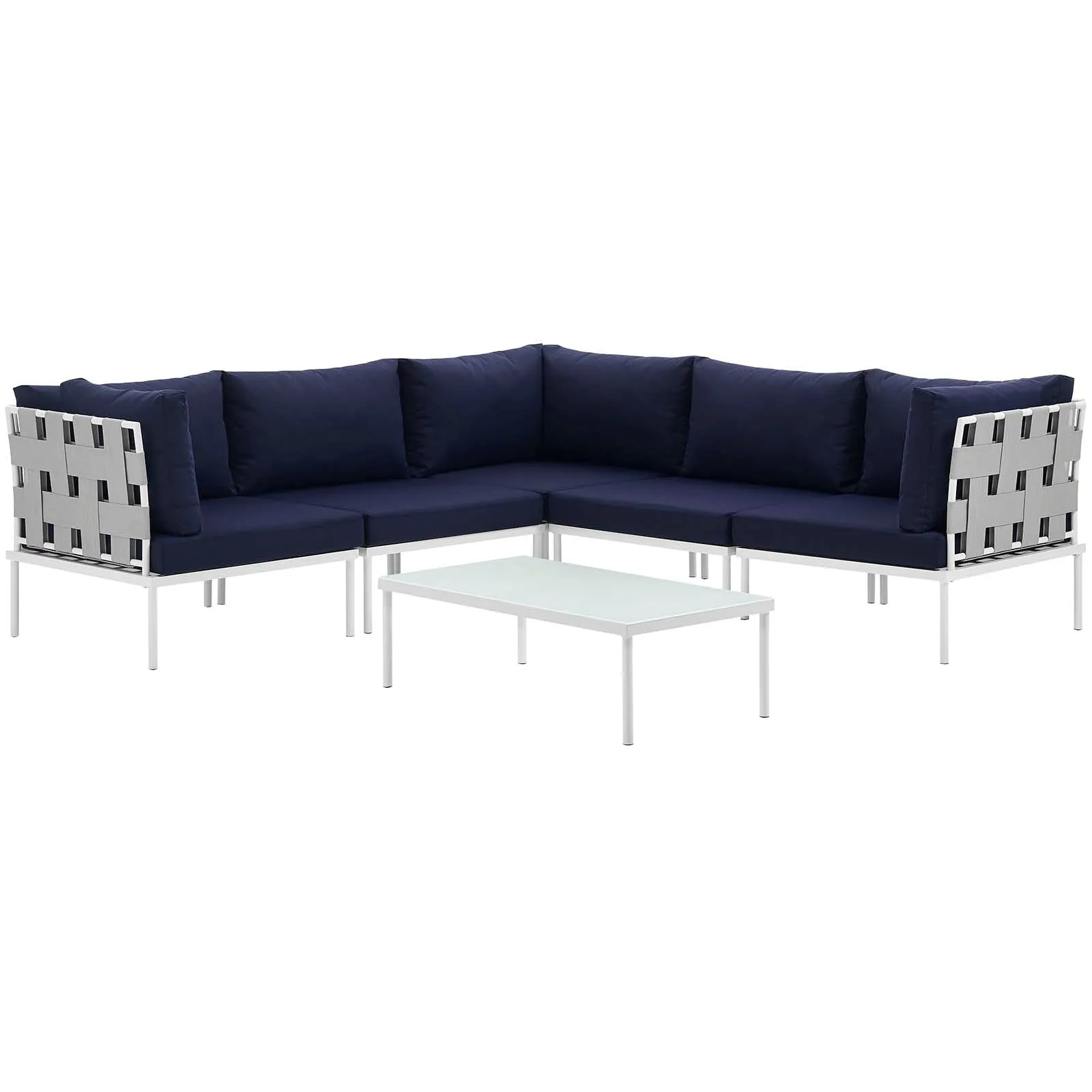 Harmony 6 Piece Outdoor Patio Aluminum Sectional Sofa Set by Modway