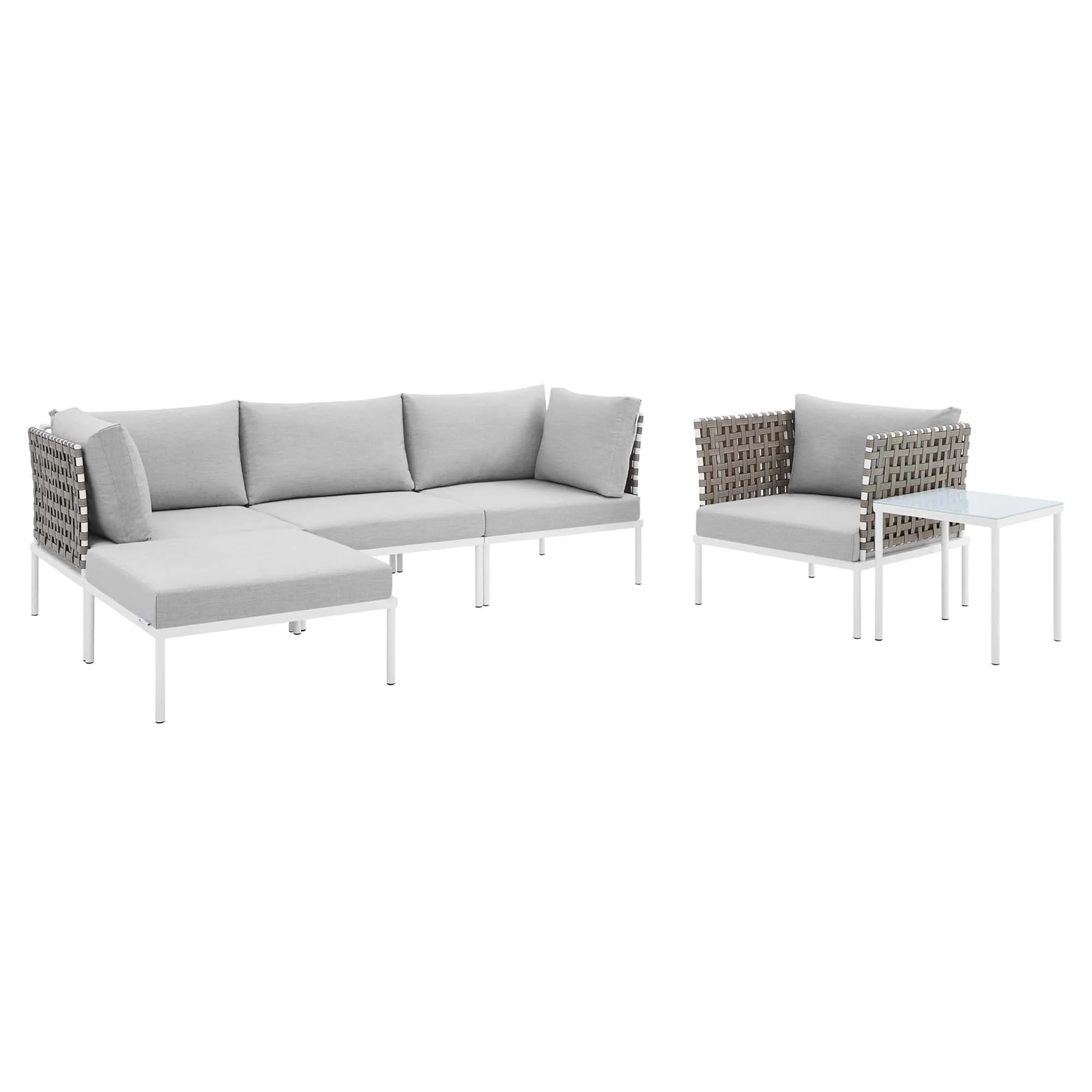 Harmony 6-Piece  Sunbrella® Basket Weave Outdoor Patio Aluminum Seating Set by Modway