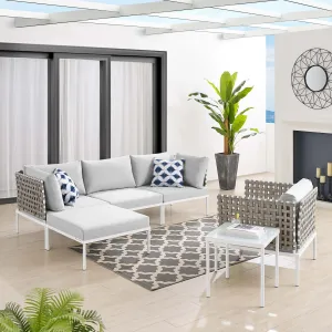 Harmony 6-Piece  Sunbrella® Basket Weave Outdoor Patio Aluminum Seating Set by Modway