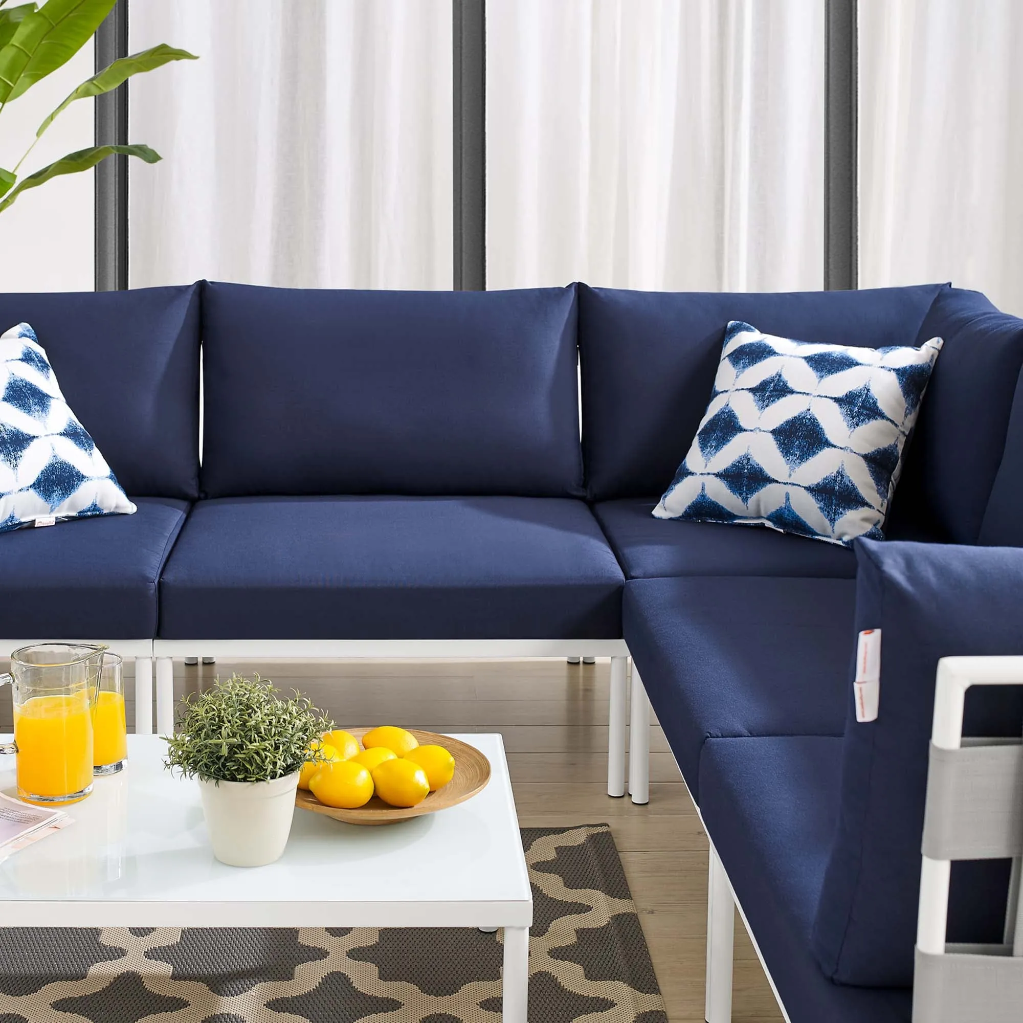 Harmony 6-Piece  Sunbrella® Outdoor Patio Aluminum Sectional Sofa Set by Modway