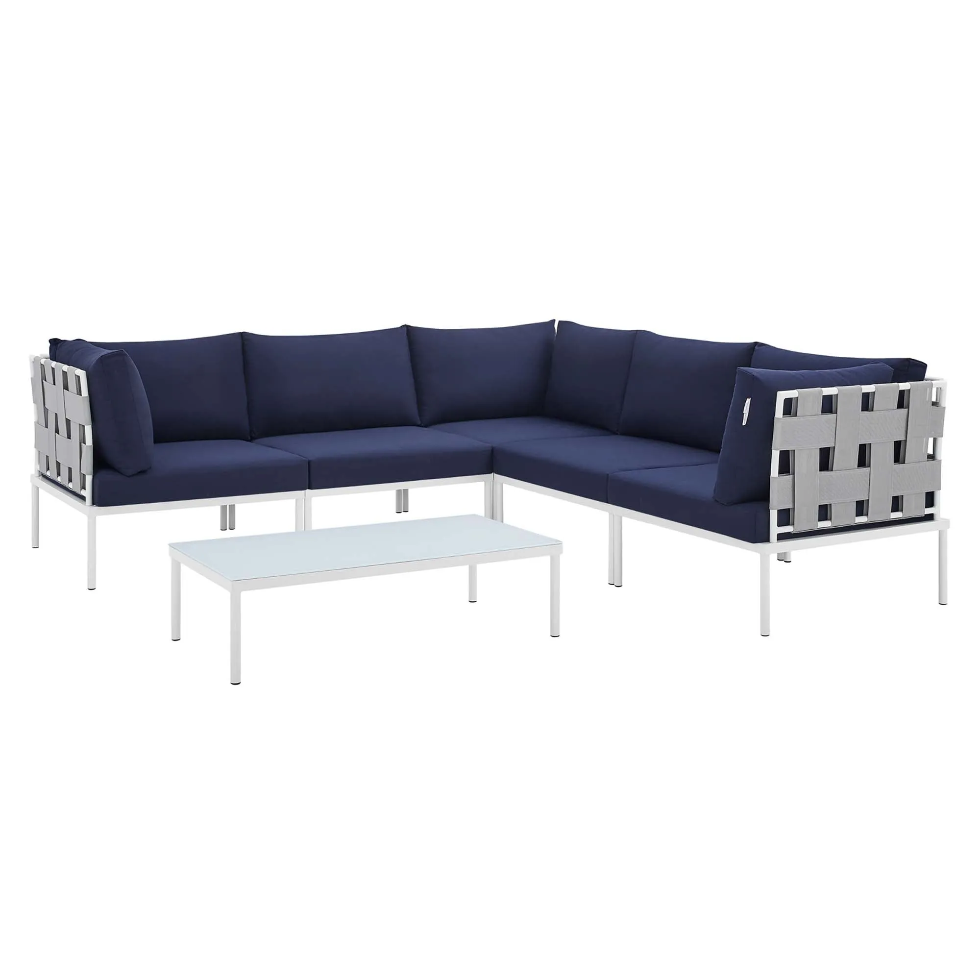 Harmony 6-Piece  Sunbrella® Outdoor Patio Aluminum Sectional Sofa Set by Modway
