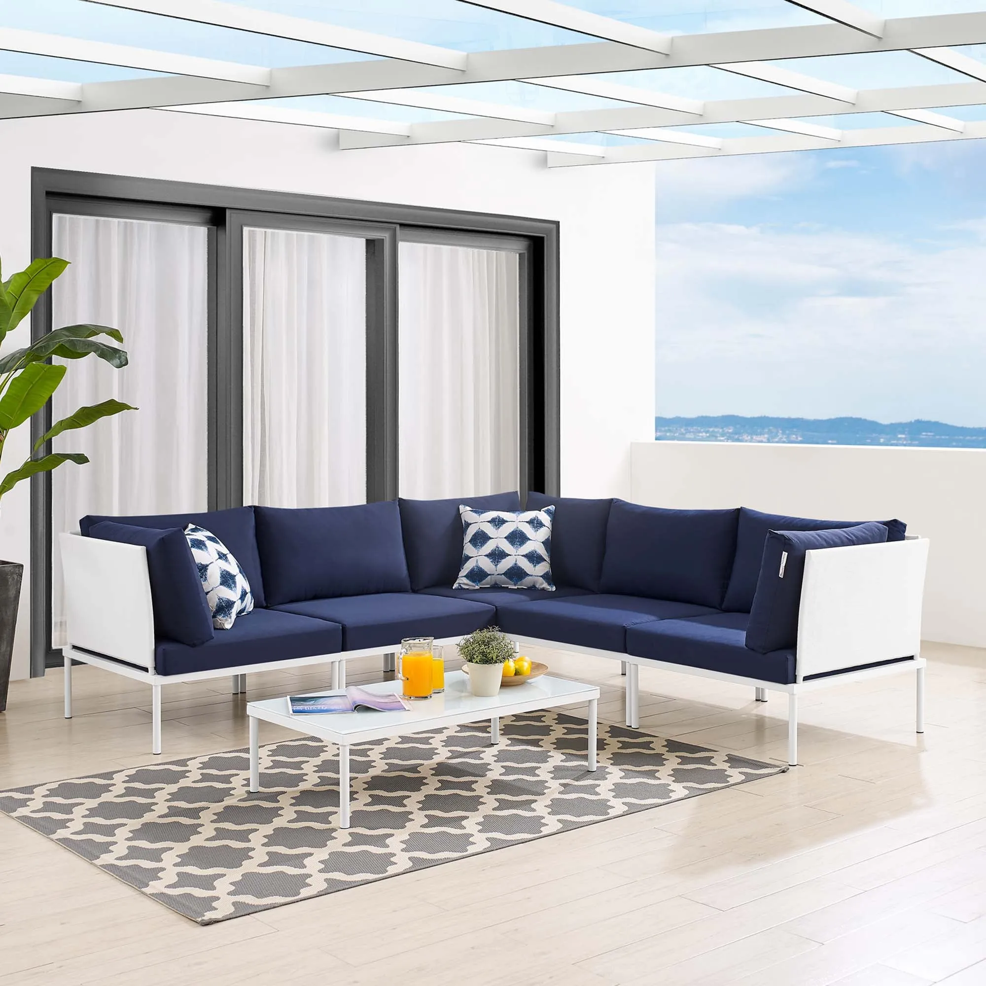 Harmony 6-Piece  Sunbrella® Outdoor Patio Aluminum Sectional Sofa Set by Modway